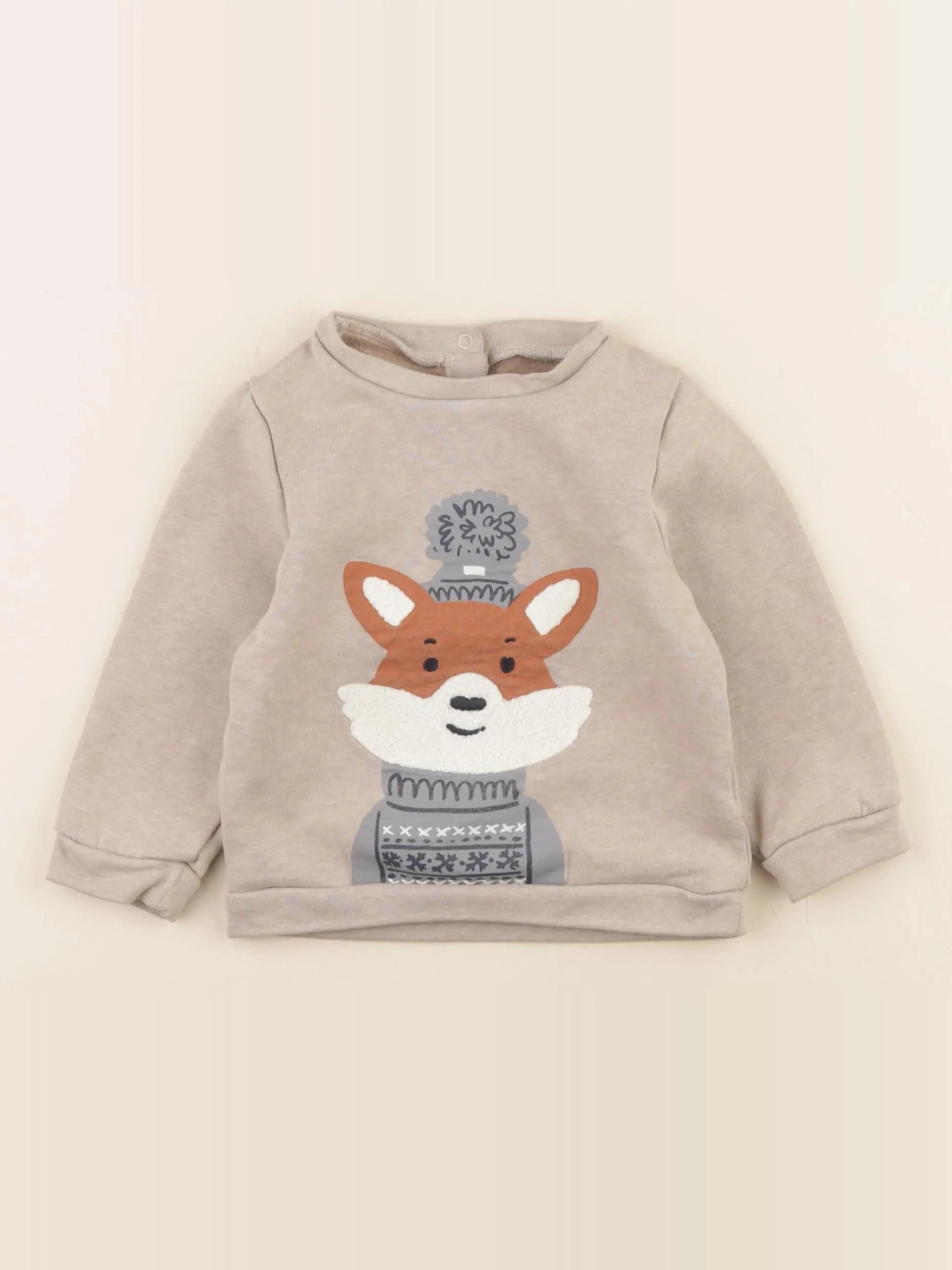 Vertbaudet - sweat beige - 24 mois