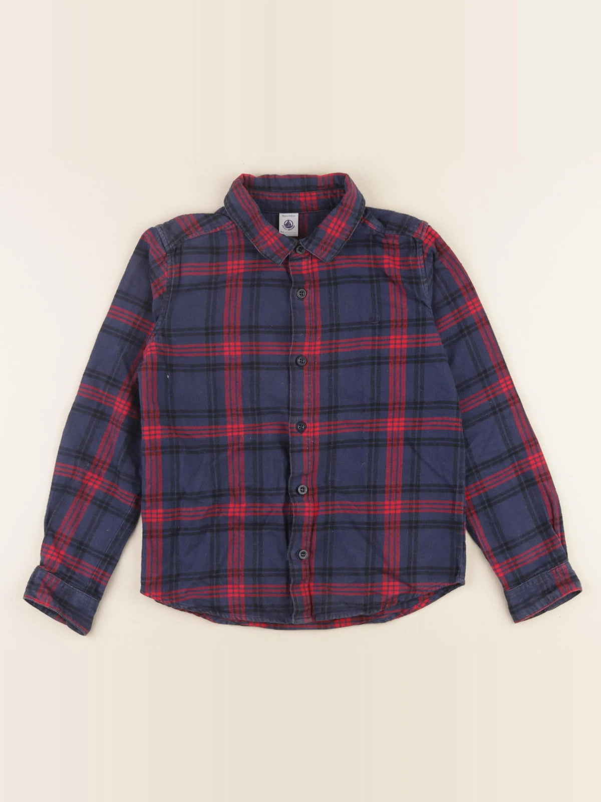 Cyrillus - chemise bleu, rouge - 10 ans