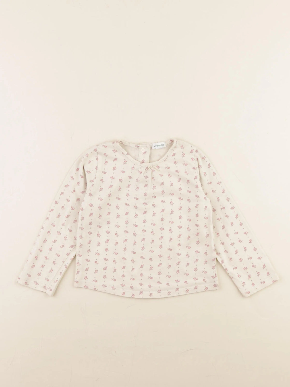 Vertbaudet - tee-shirt beige, rose - 24 mois