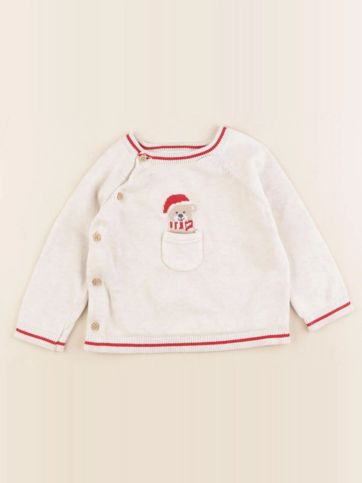 Vertbaudet - pull beige - 9 mois