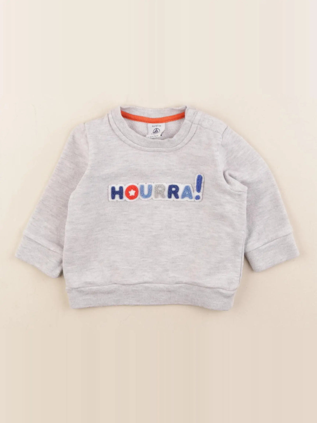 Petit Bateau - sweat gris - 6 mois