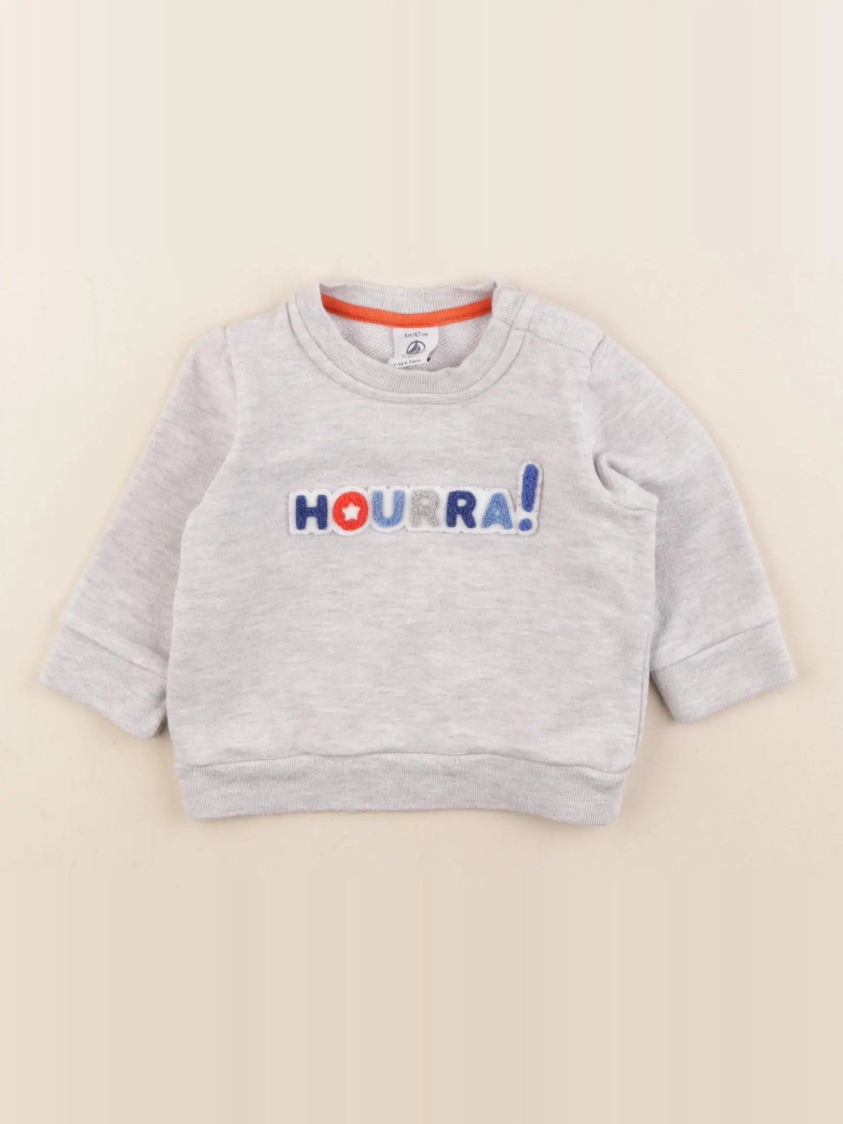 Petit Bateau - sweat gris - 6 mois