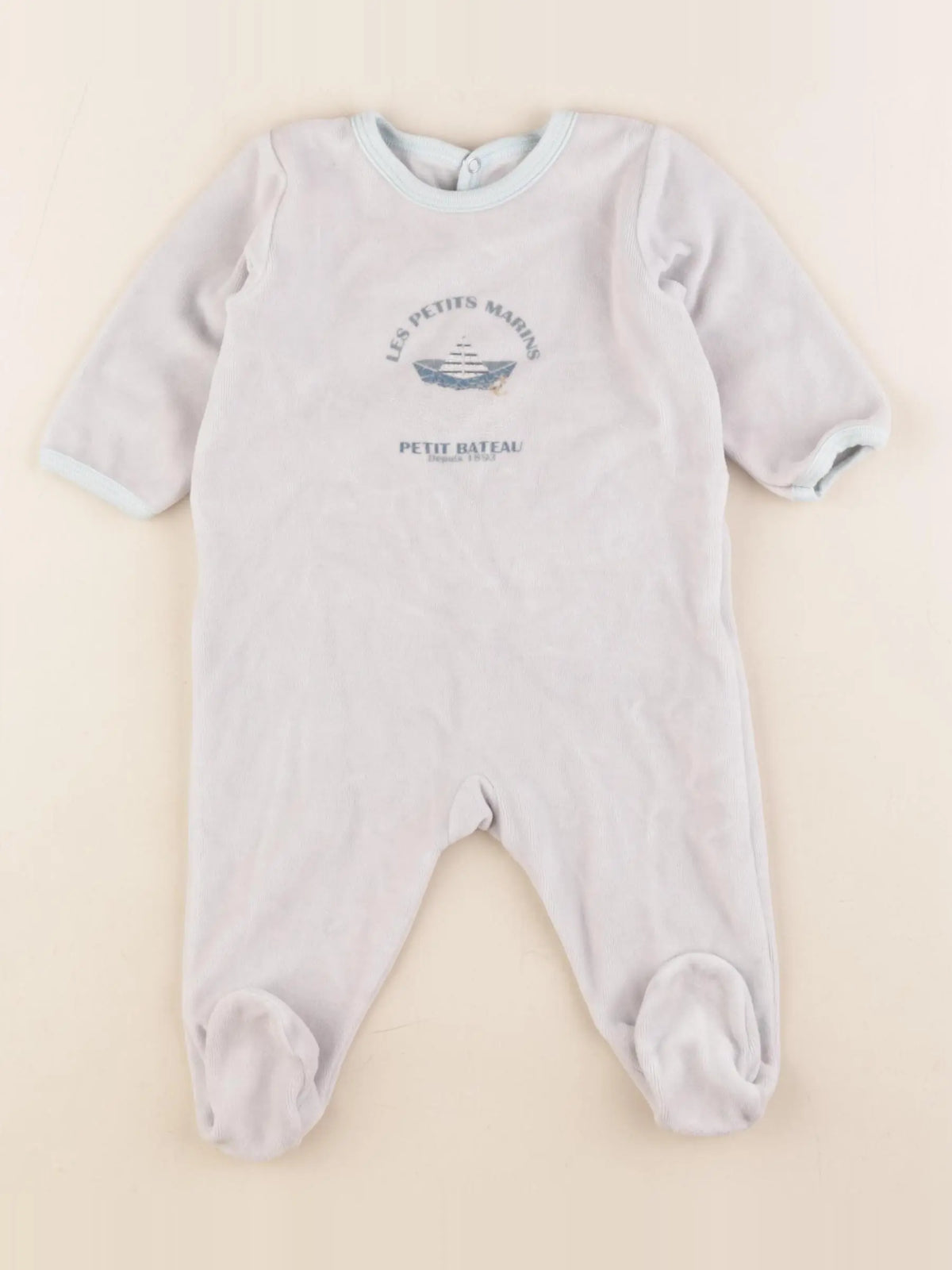 Petit Bateau - pyjama velours gris - 6 mois