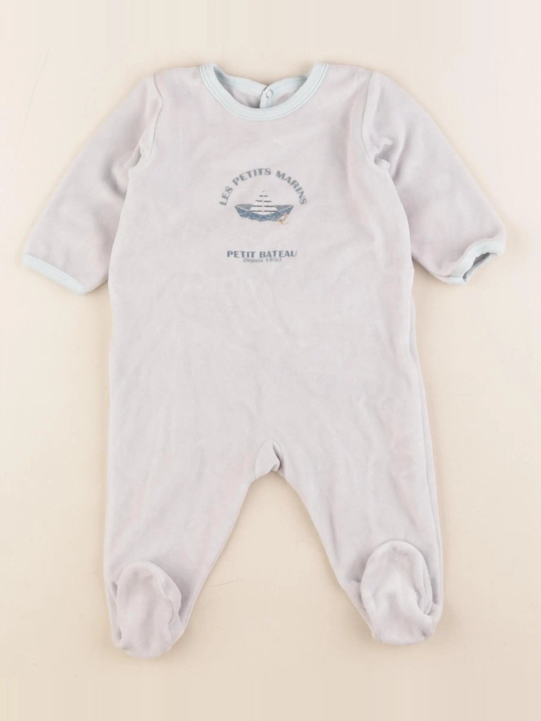 Petit Bateau - pyjama velours gris - 6 mois
