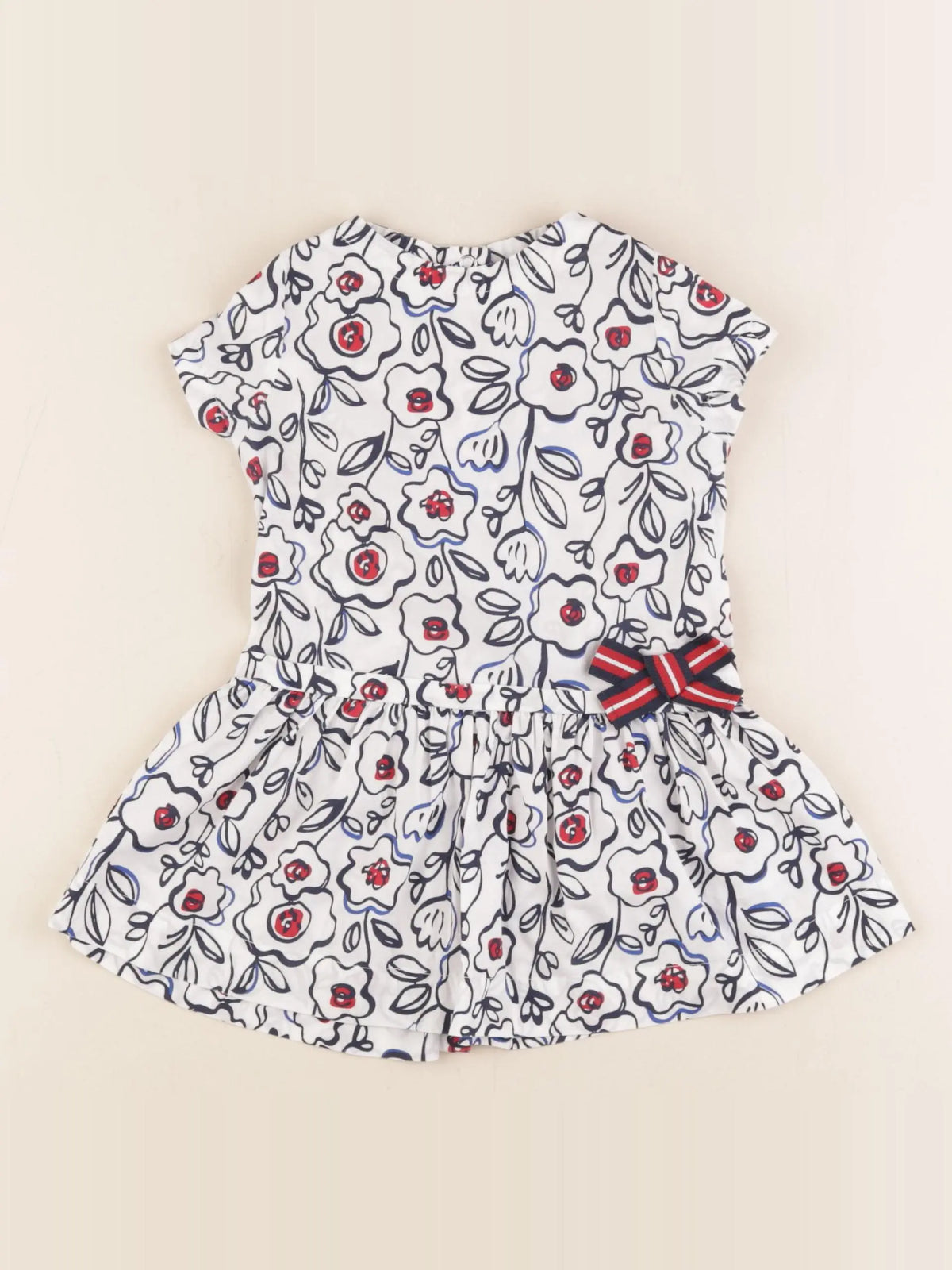 Petit Bateau - robe blanc, bleu - 18 mois