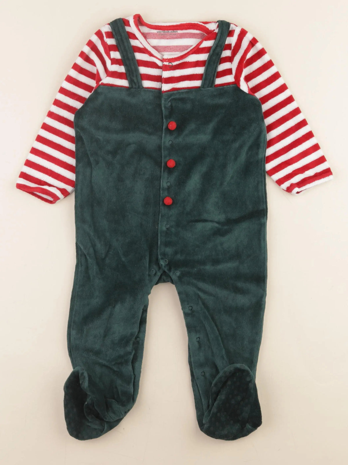 Vertbaudet - pyjama velours vert - 18 mois