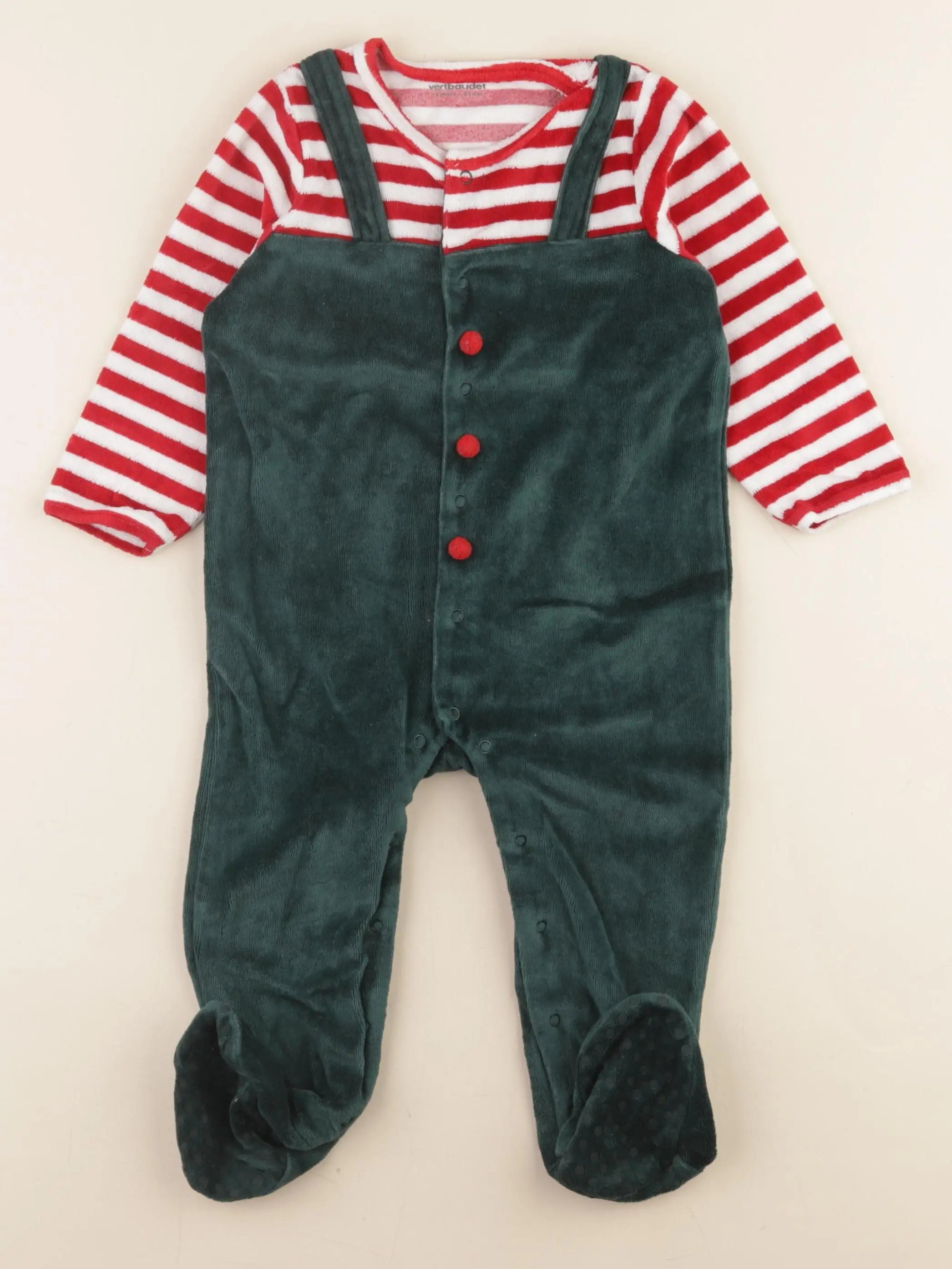 Vertbaudet - pyjama velours vert - 18 mois