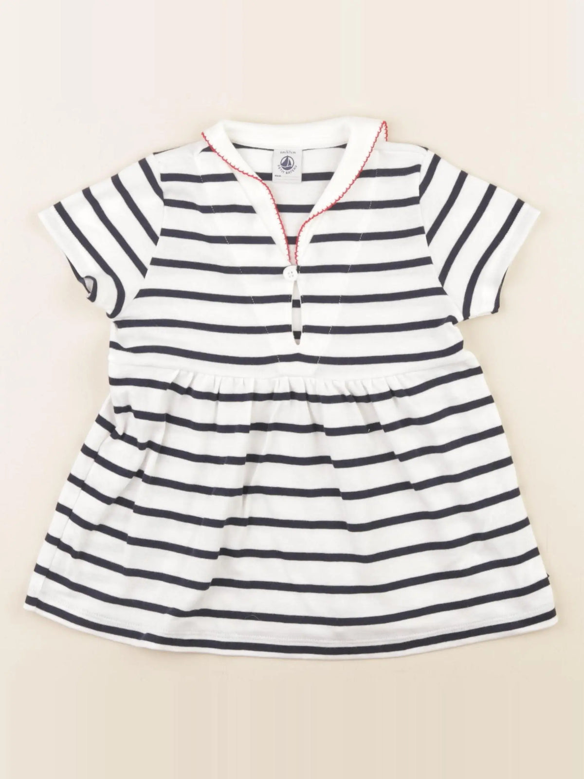 Petit Bateau - robe bleu, blanc - 6 mois