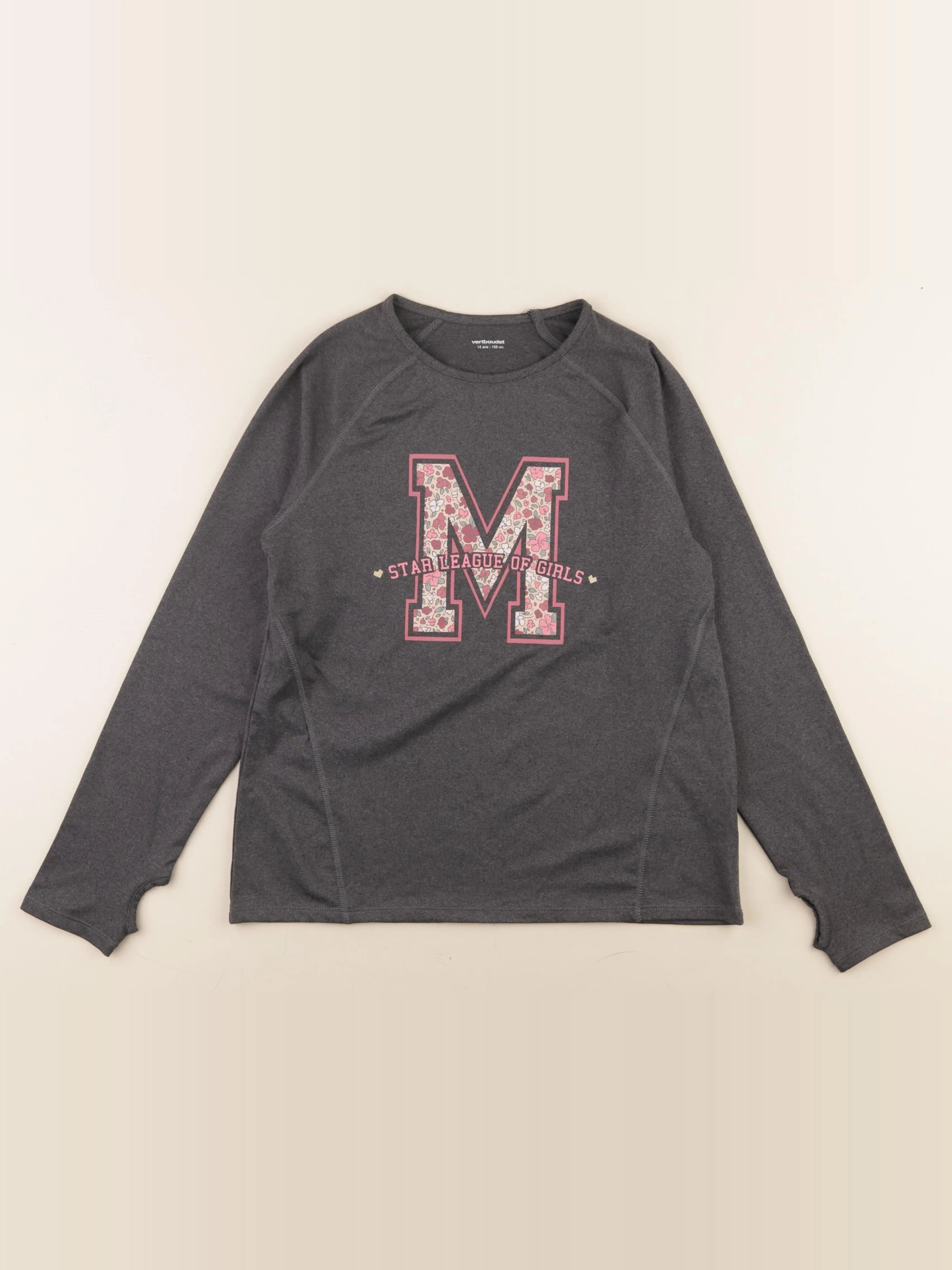 Vertbaudet - tee-shirt gris - 14 ans