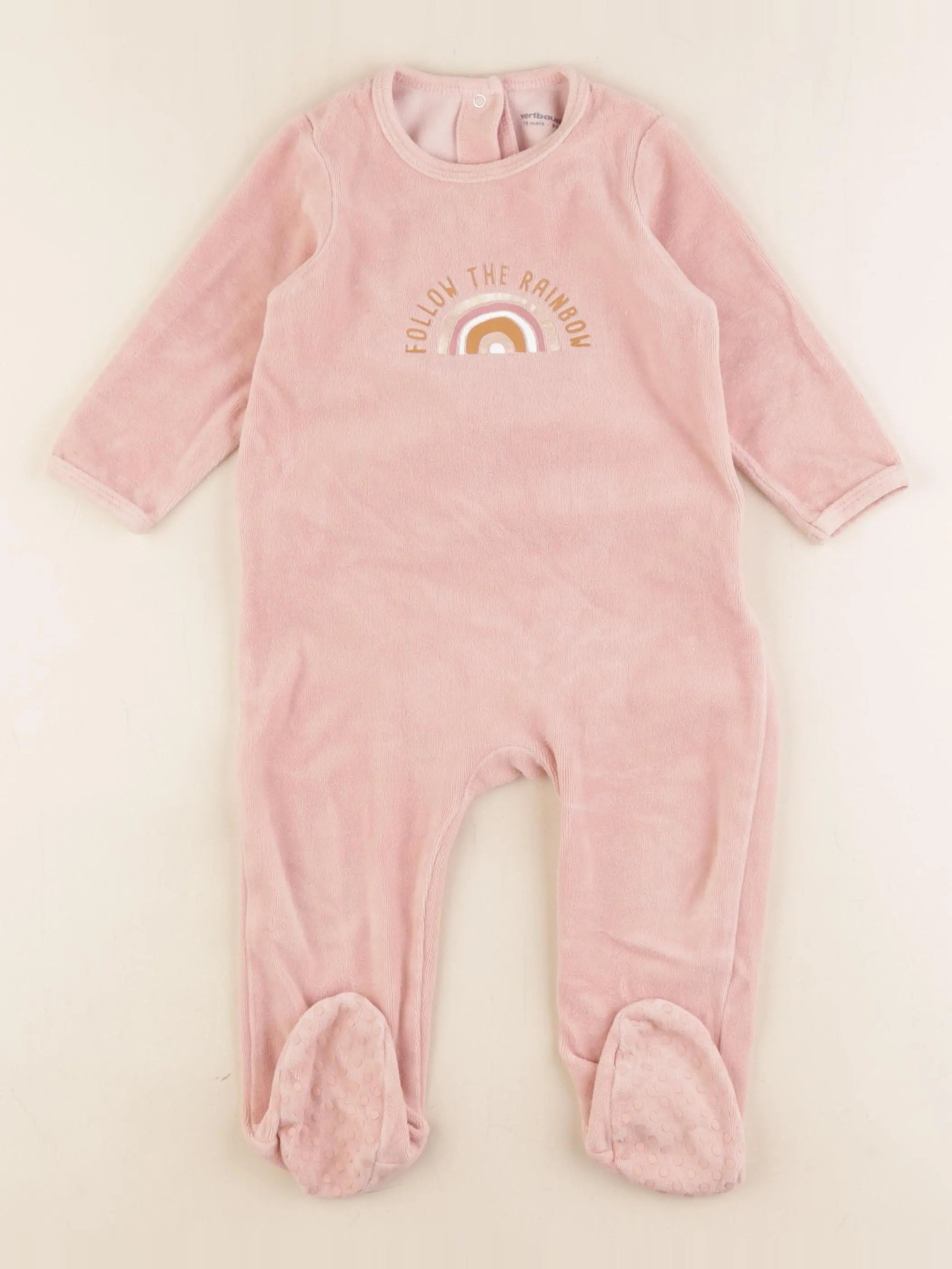 Vertbaudet - pyjama velours rose - 18 mois