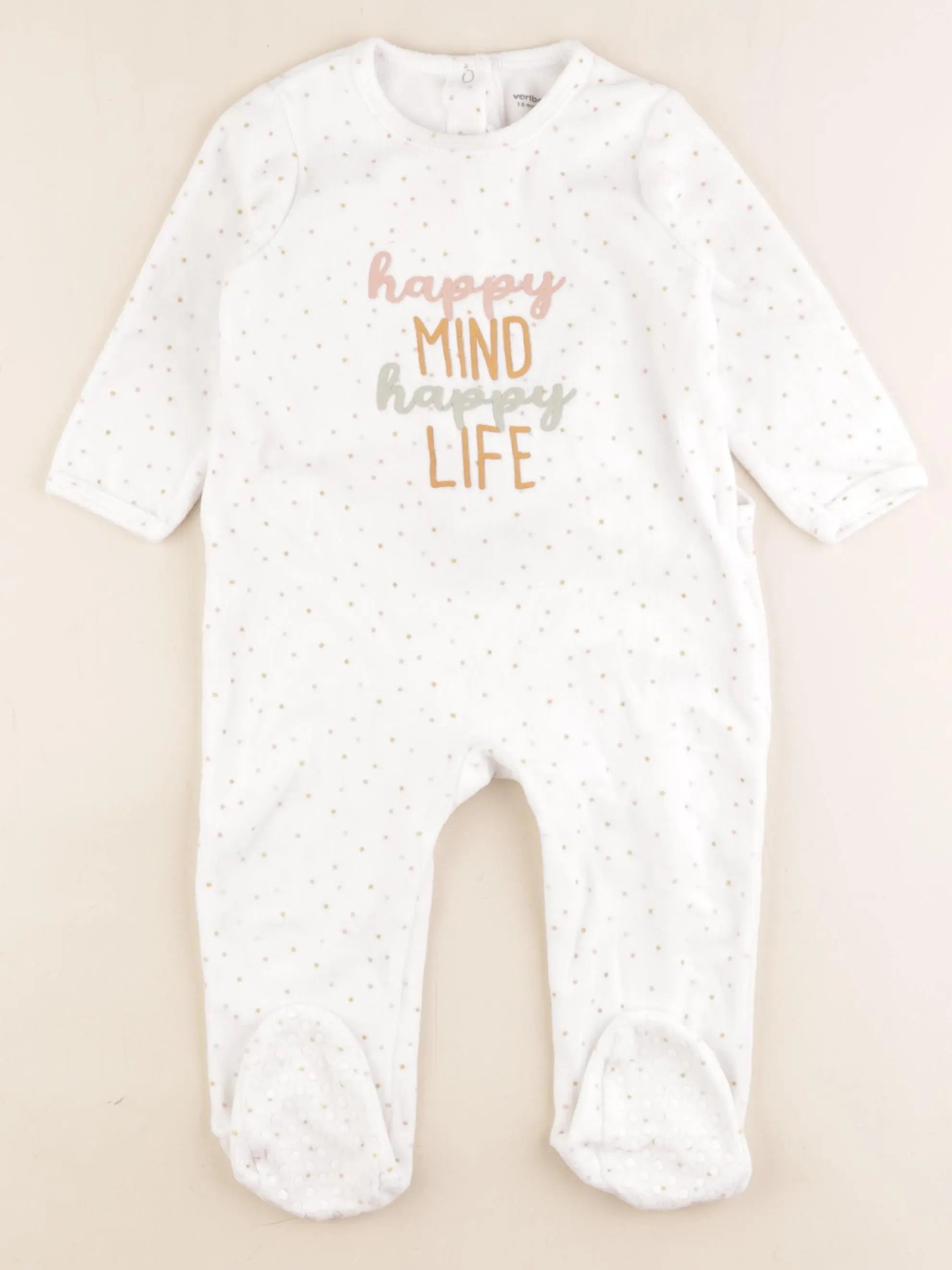 Vertbaudet - pyjama velours blanc - 18 mois