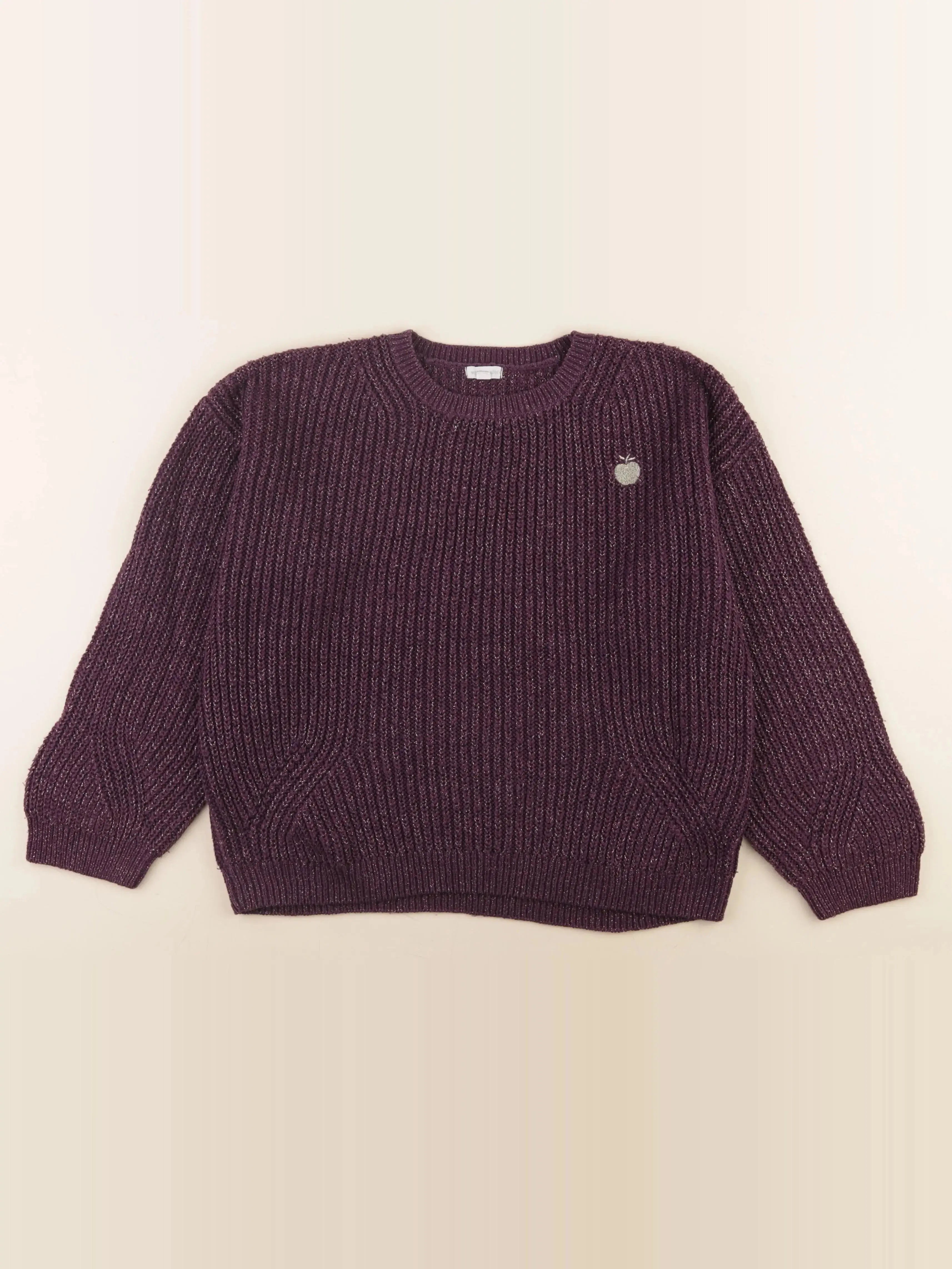 Vertbaudet - pull violet, or - 14 ans