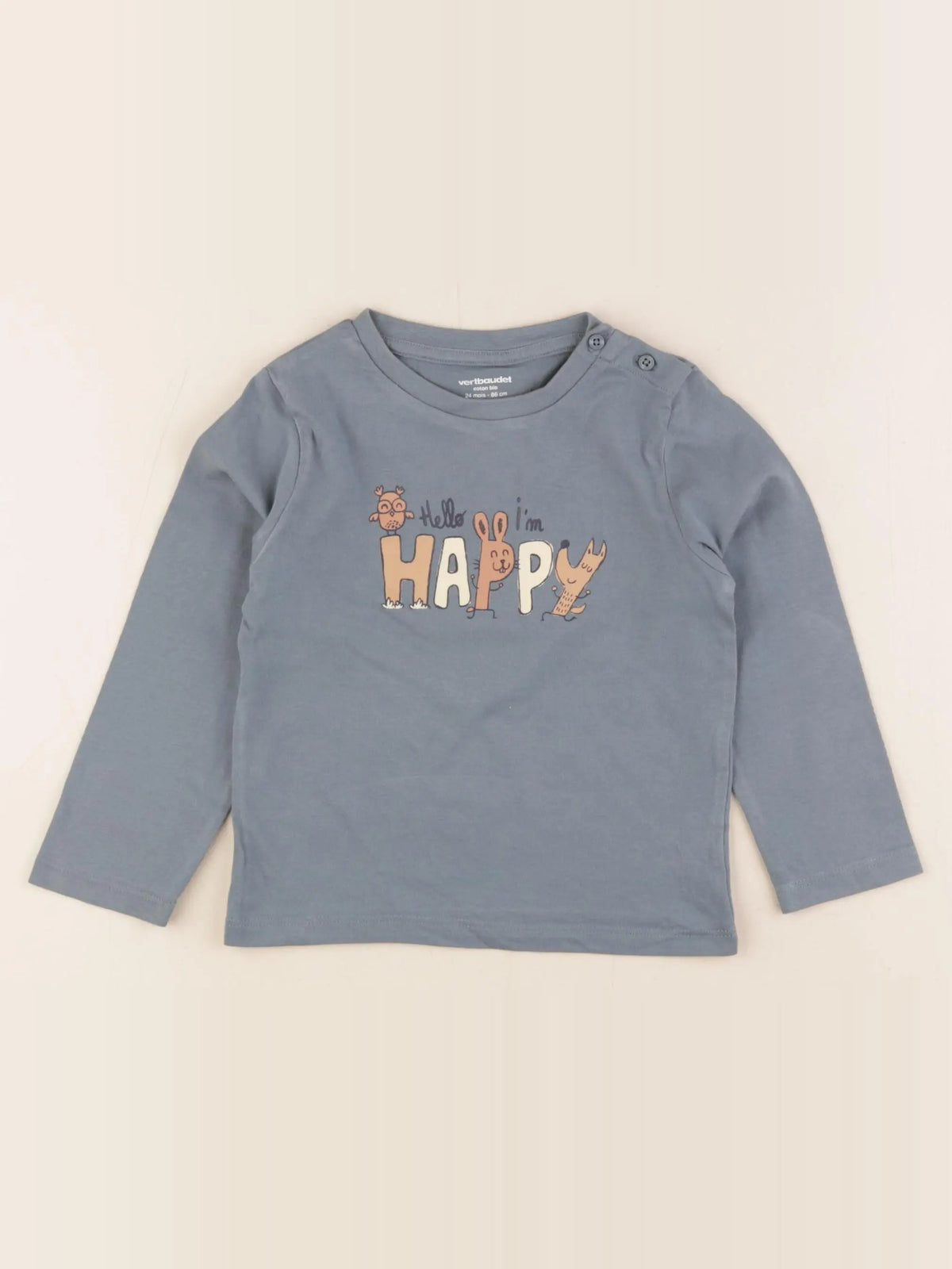 Vertbaudet - tee-shirt bleu - 24 mois