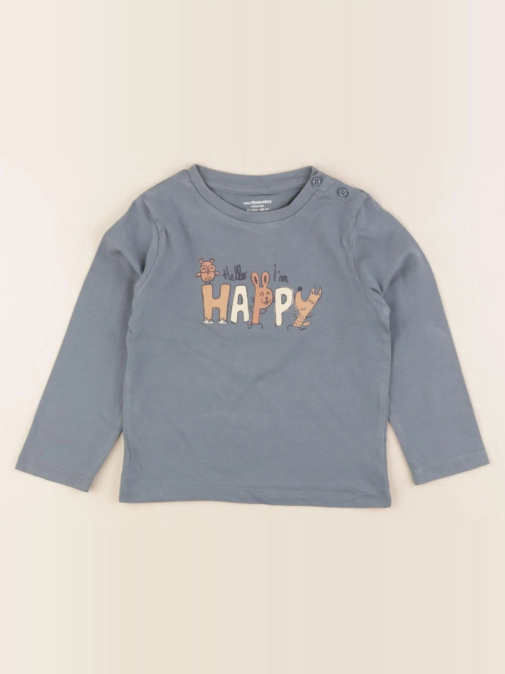 Vertbaudet - tee-shirt bleu - 24 mois