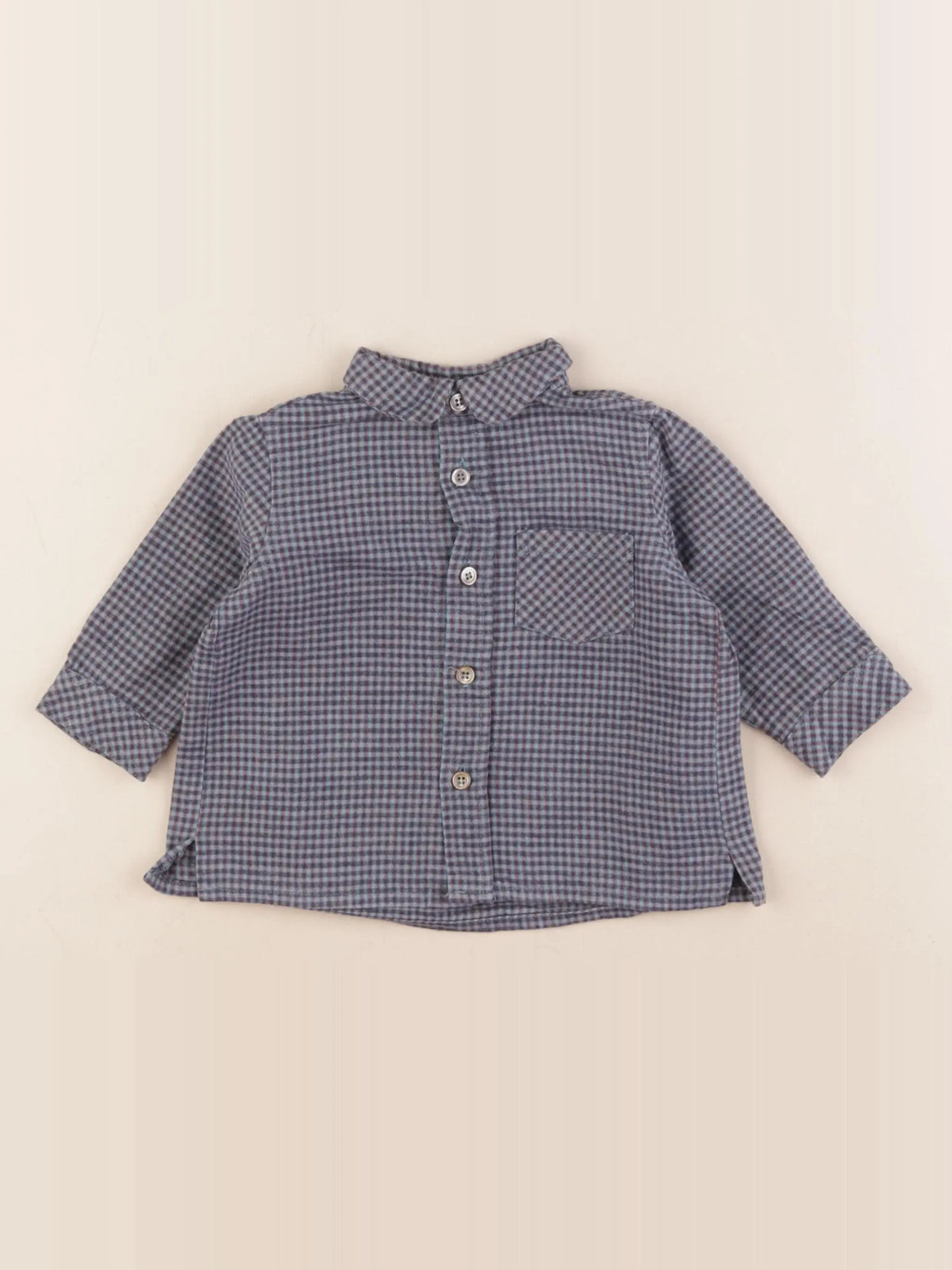Bonton - chemise bleu, violet - 6 mois