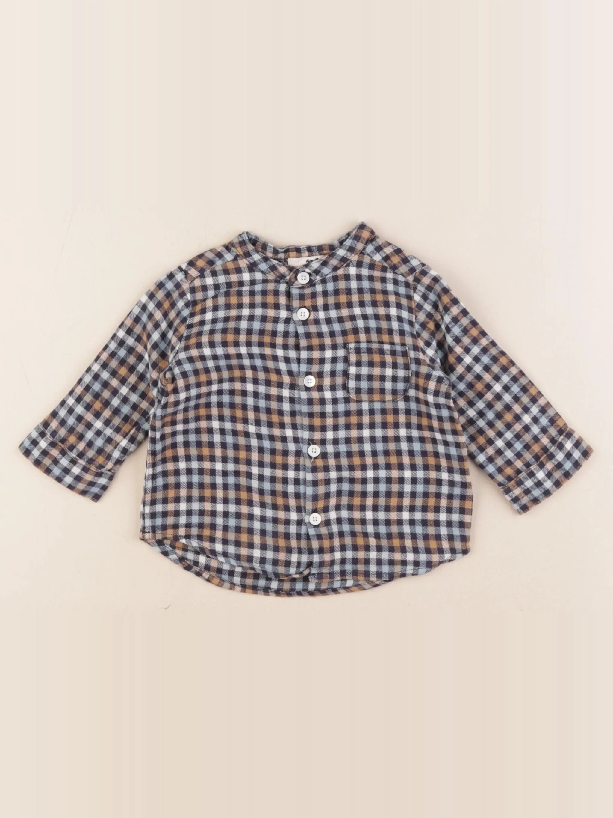 Cyrillus - chemise bleu, marron - 9 mois