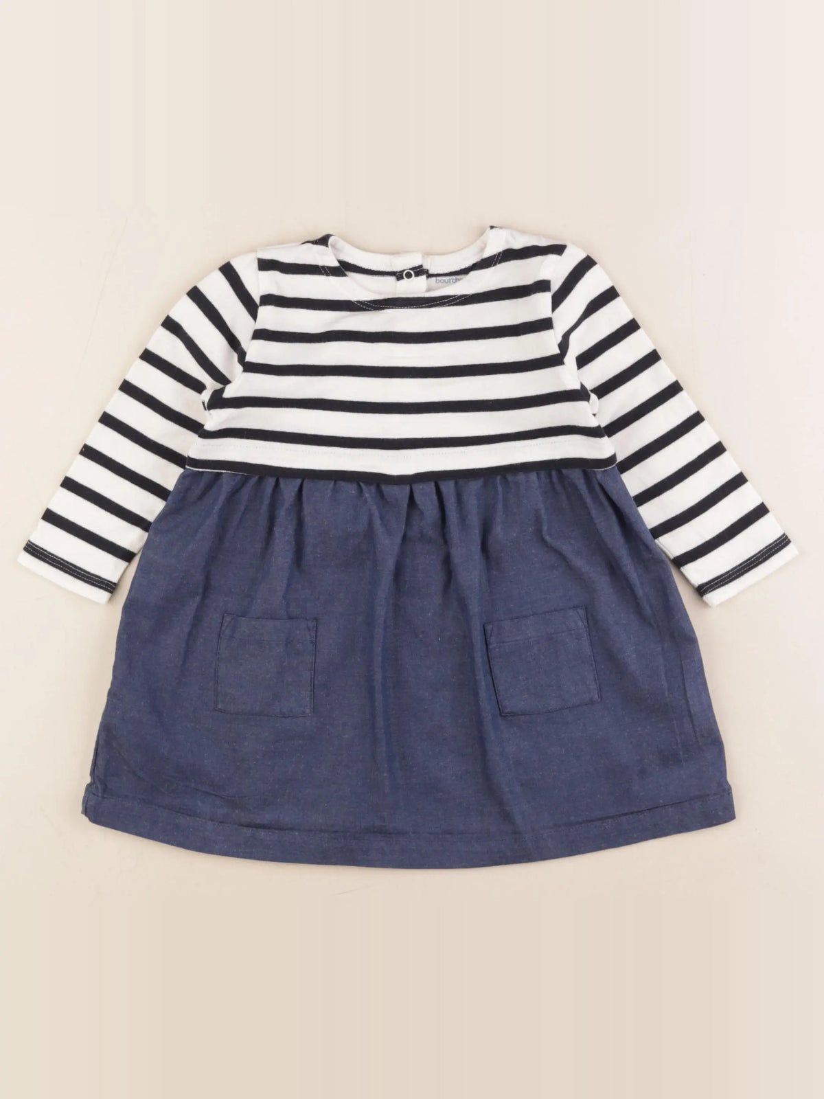 Boutchou - robe blanc, bleu - 12 mois