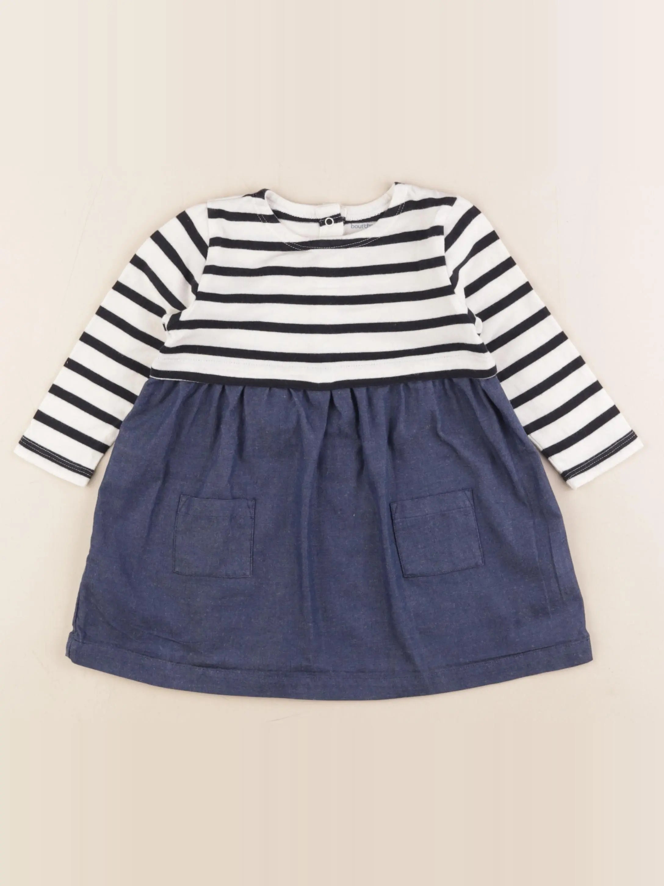 Boutchou - robe blanc, bleu - 12 mois
