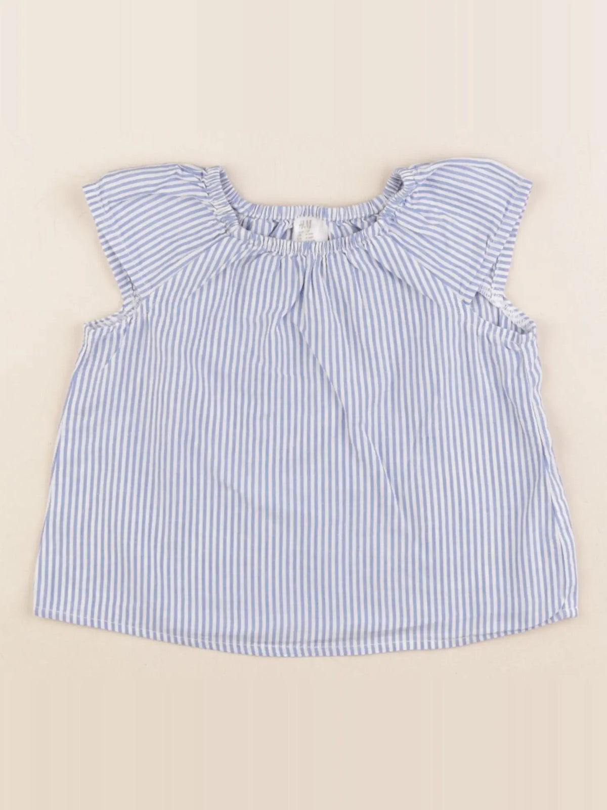 H&M - blouse blanc, bleu - 4/6 mois
