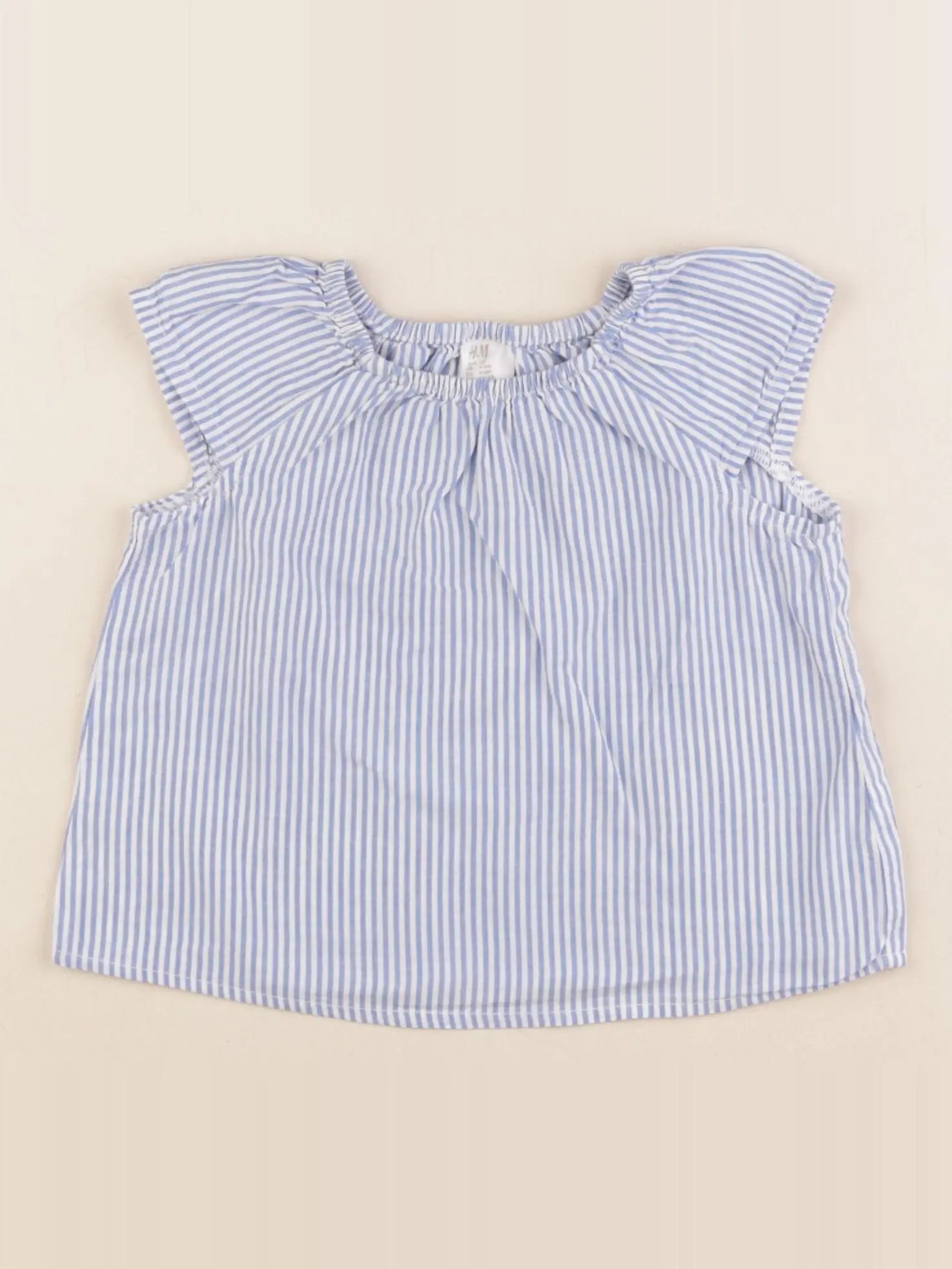 H&M - blouse blanc, bleu - 4/6 mois