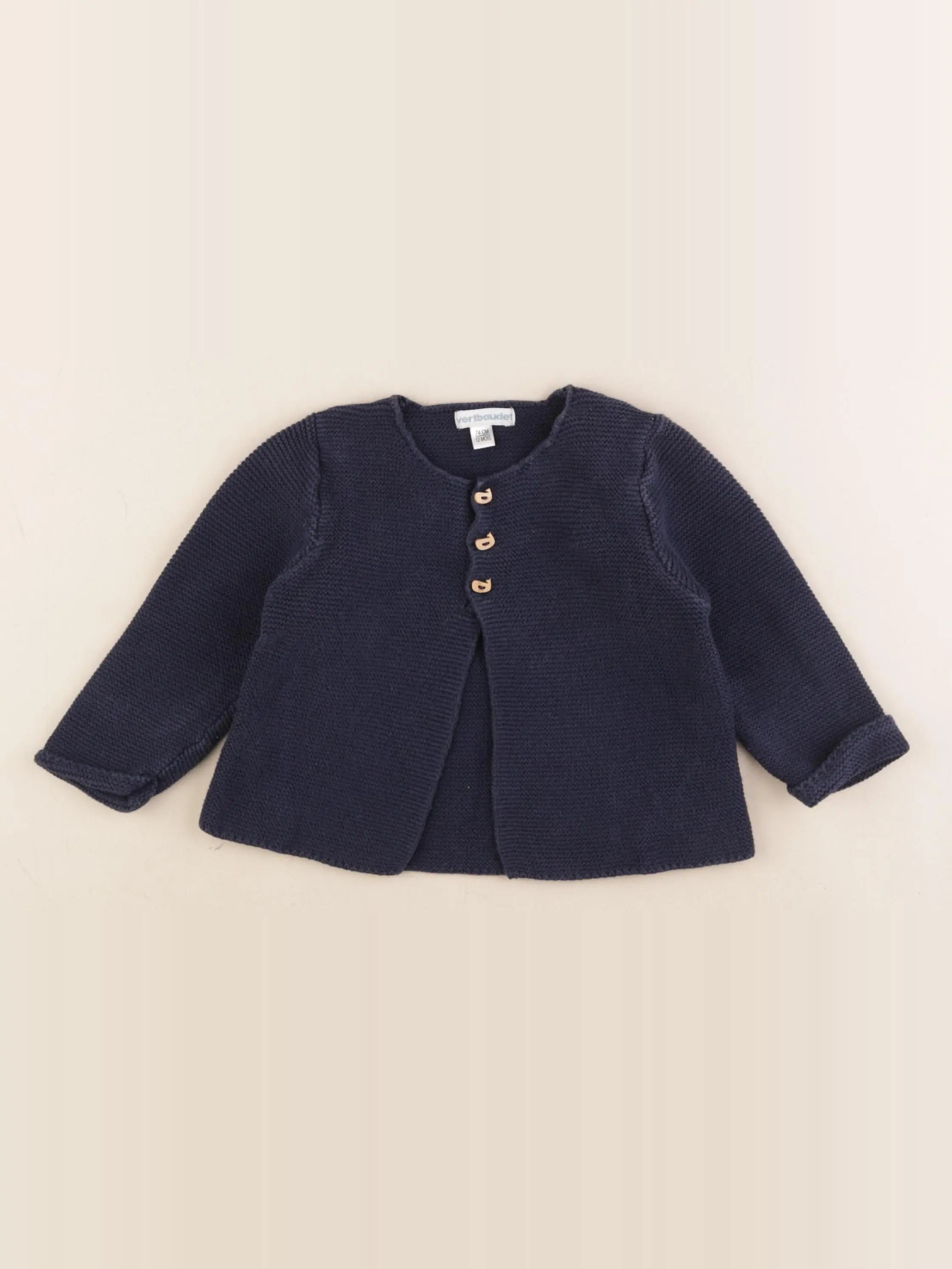 Vertbaudet - gilet bleu - 12 mois