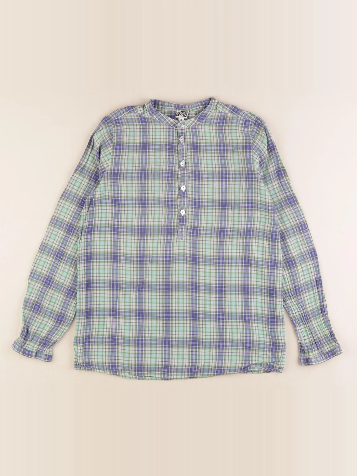 Bonton - chemise bleu, vert - 12 ans