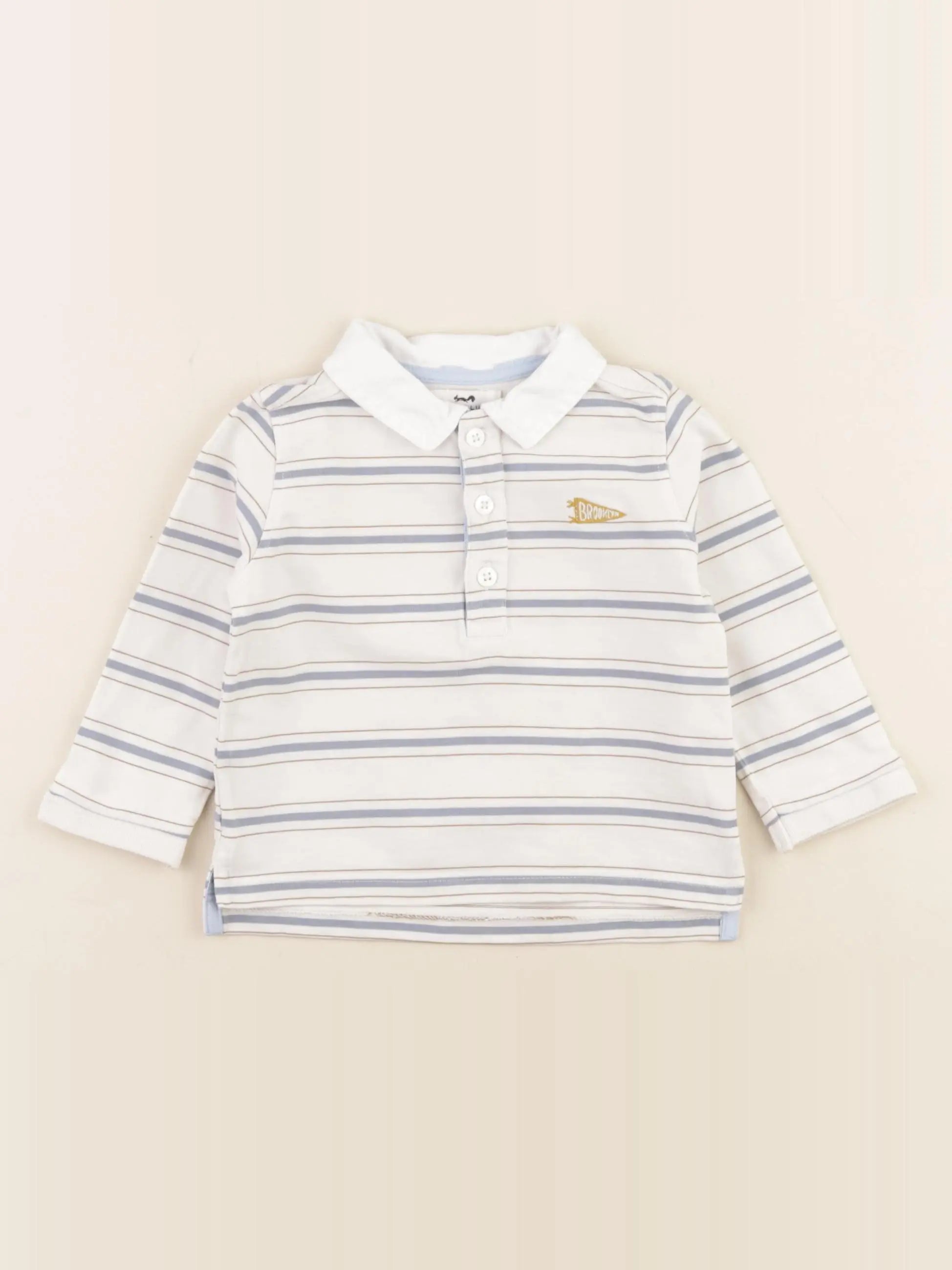 Cyrillus - polo beige, bleu - 12 mois