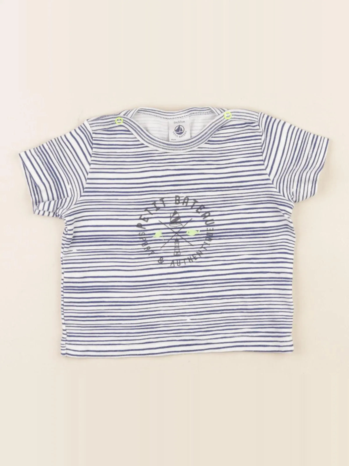 Petit Bateau - tee-shirt bleu - 6 mois