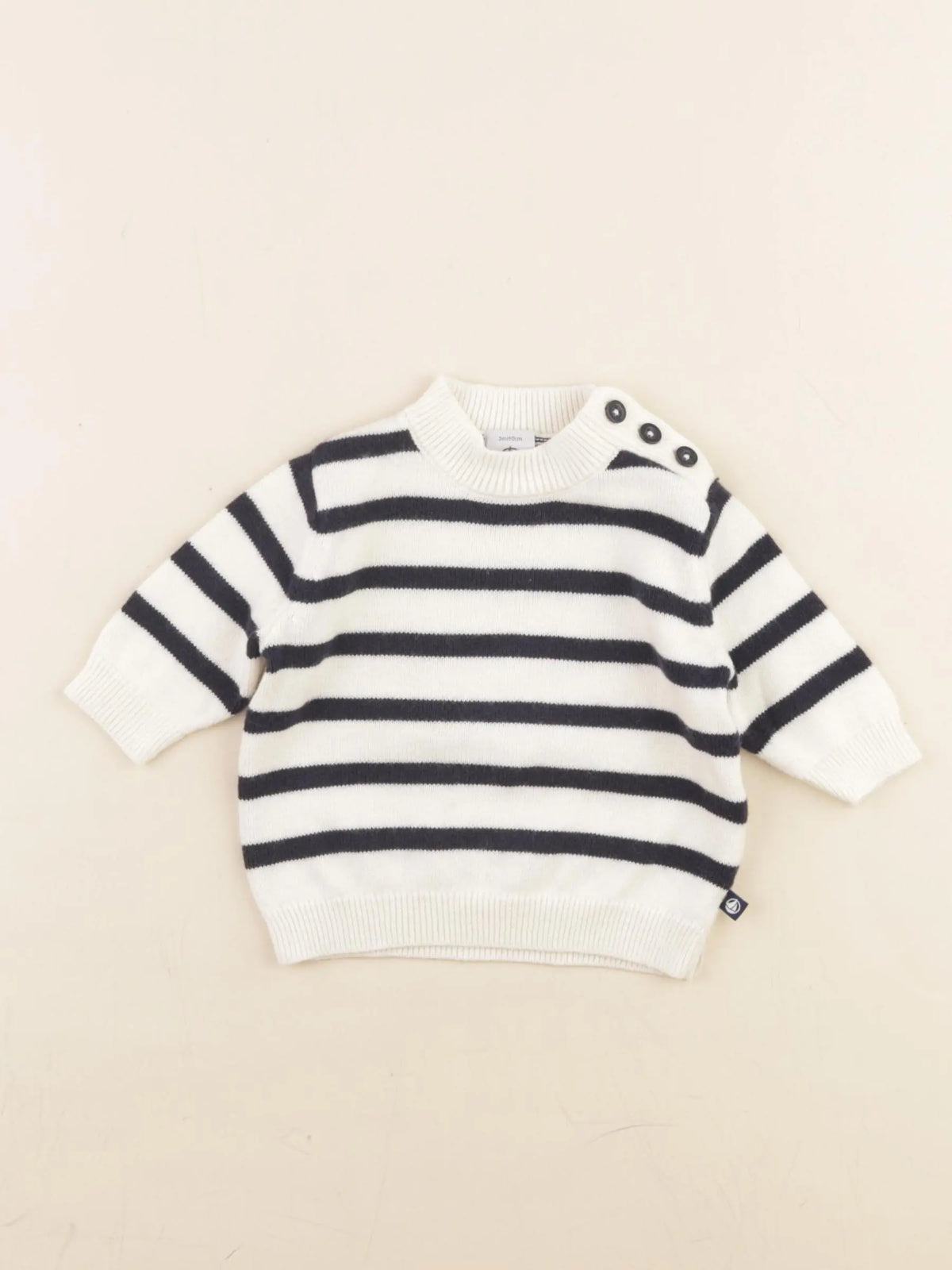 Petit Bateau - pull beige, bleu - 3 mois