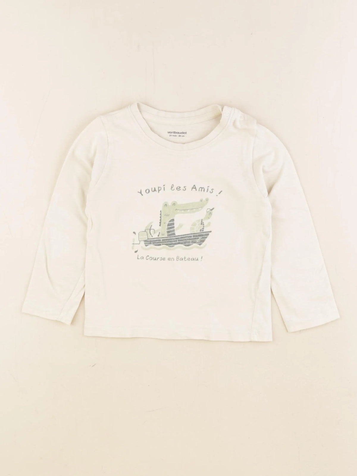 Vertbaudet - tee-shirt beige - 24 mois