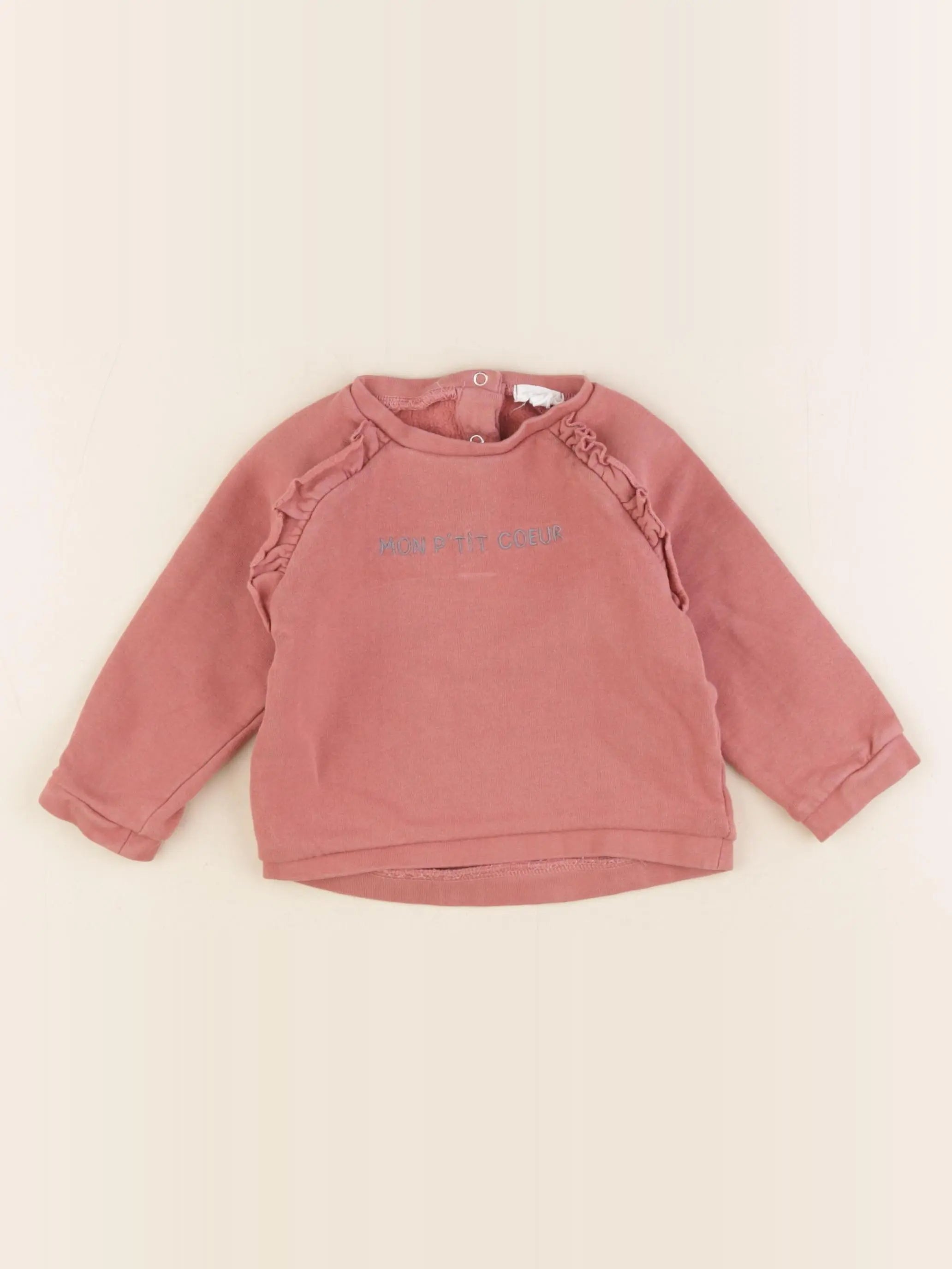 Vertbaudet - sweat rose - 12 mois