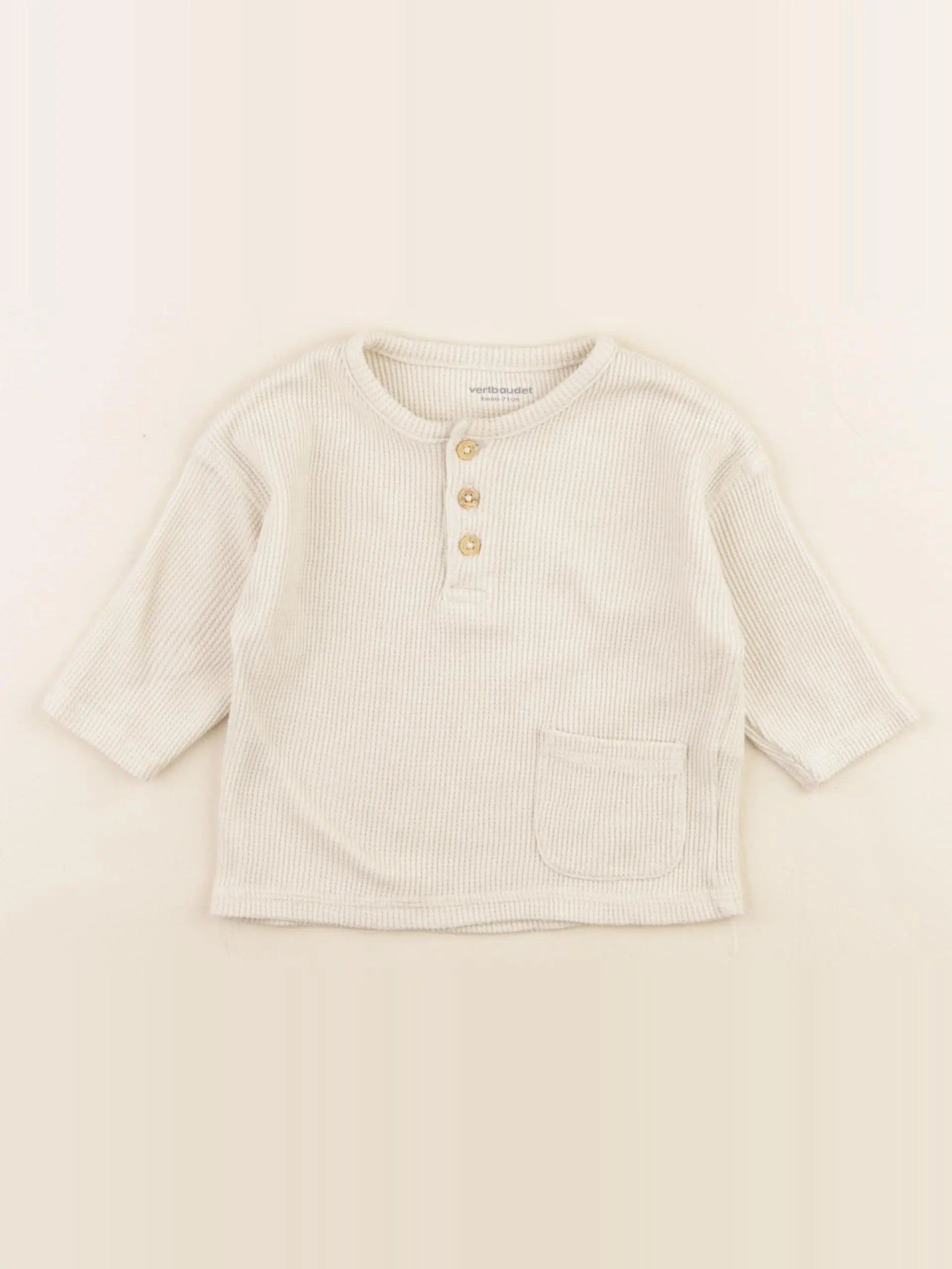 Vertbaudet - tee-shirt beige - 9 mois
