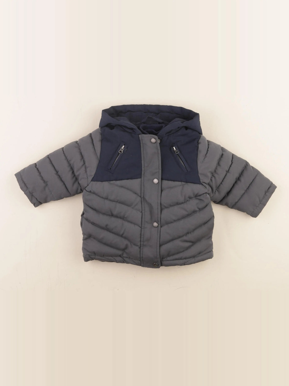 Vertbaudet - manteau doublure amovible bleu - 9 mois