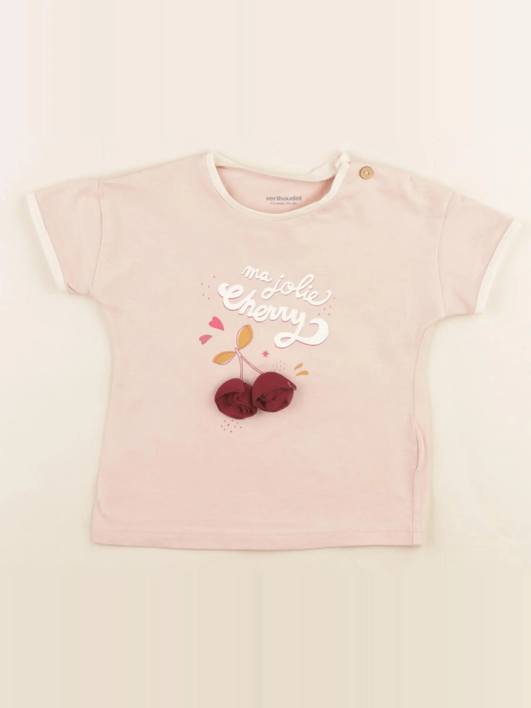 Vertbaudet - tee-shirt rose - 12 mois