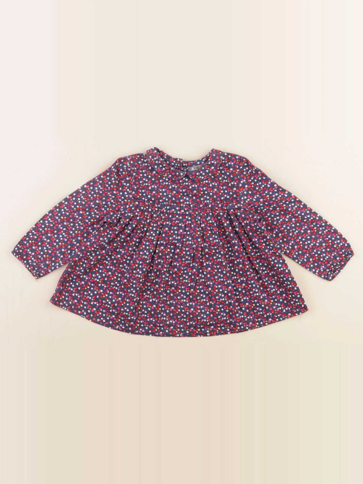 Boutchou - blouse bleu, rose - 12 mois