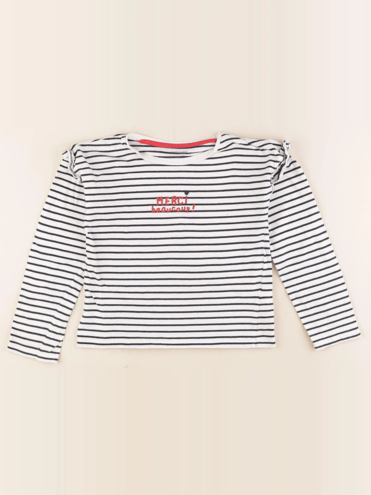 Vertbaudet - tee-shirt blanc, bleu - 8 ans