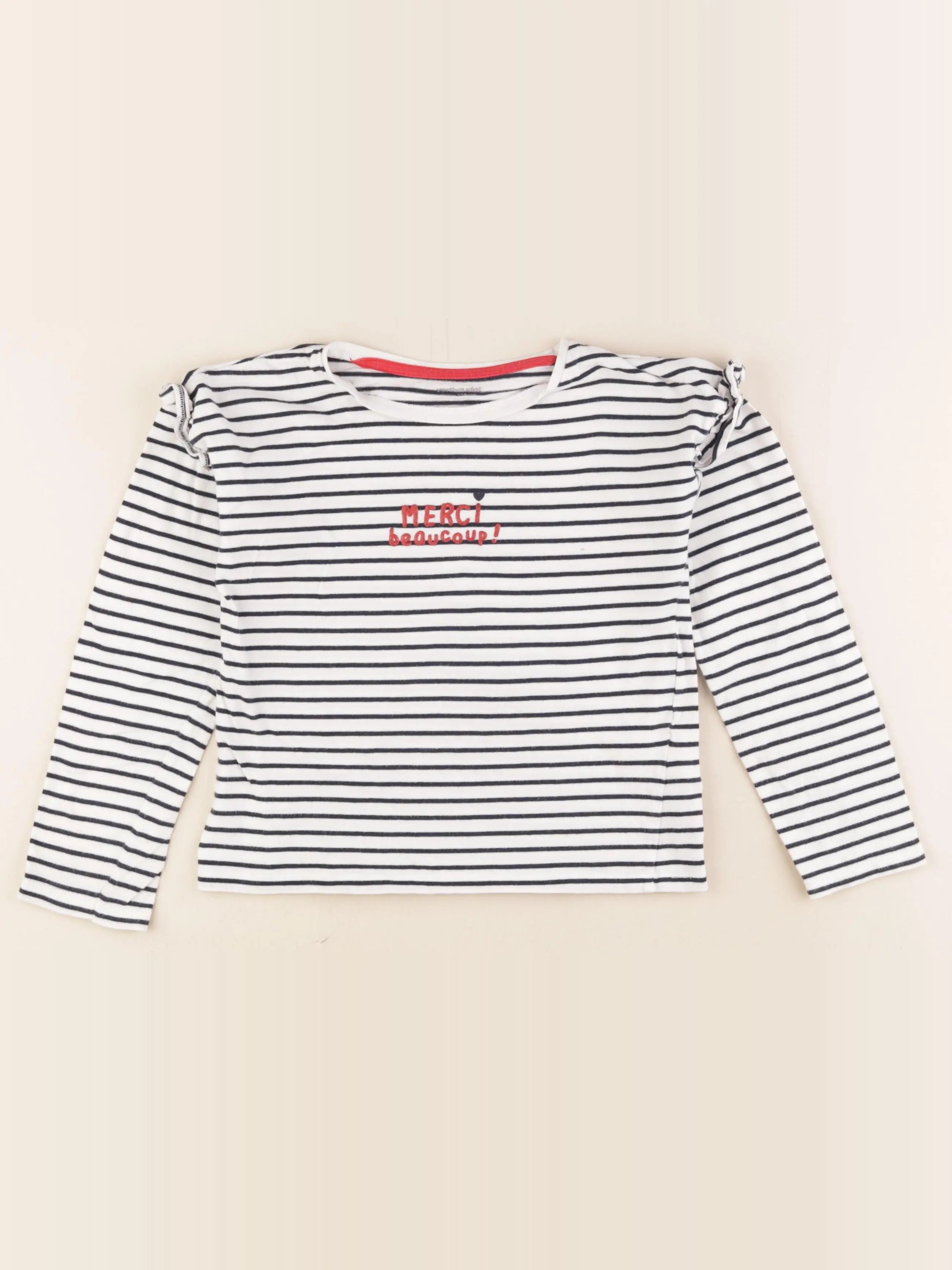 Vertbaudet - tee-shirt blanc, bleu - 8 ans