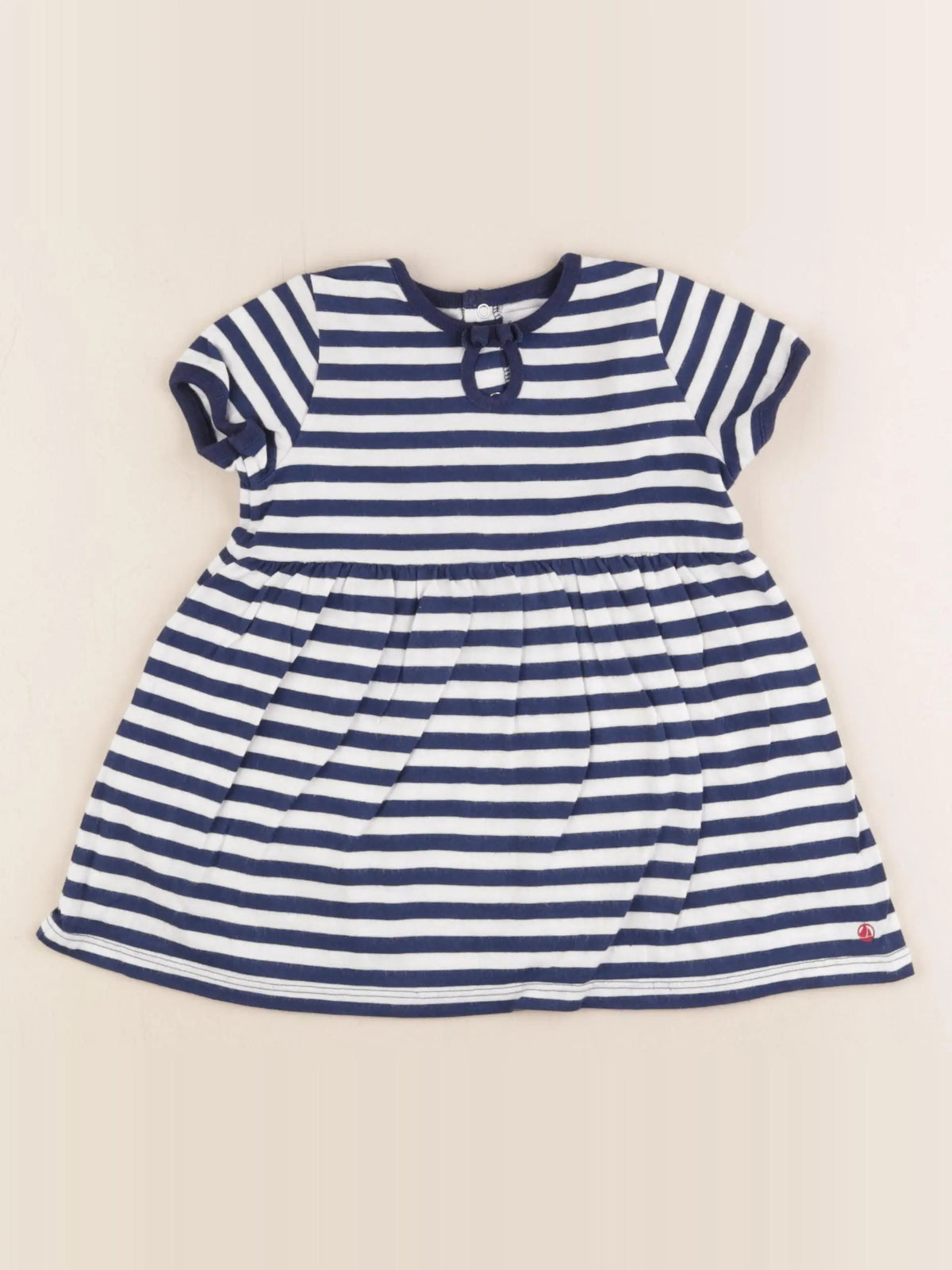 Petit Bateau - robe blanc, bleu - 12 mois