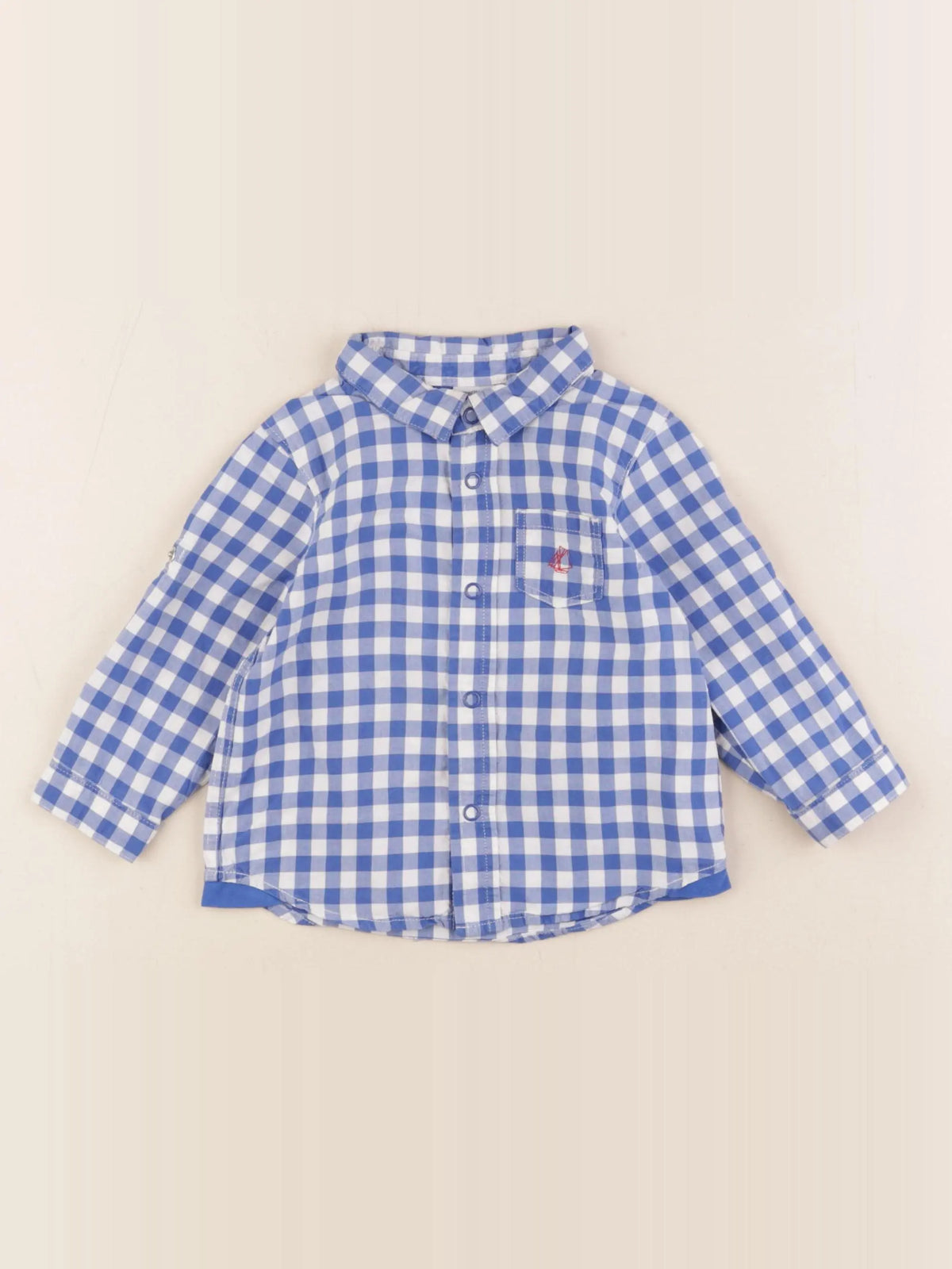 Petit Bateau - chemise bleu - 12 mois