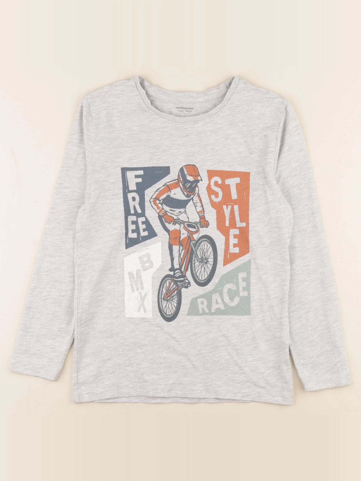 Vertbaudet - tee-shirt gris - 10 ans