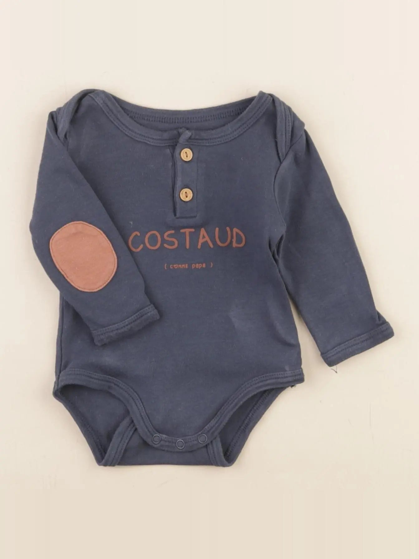 Vertbaudet - body bleu, marron - 3 mois