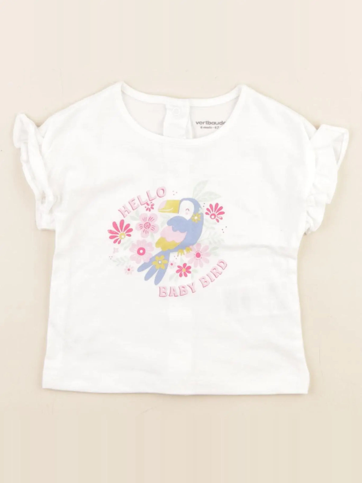 Vertbaudet - tee-shirt blanc - 6 mois