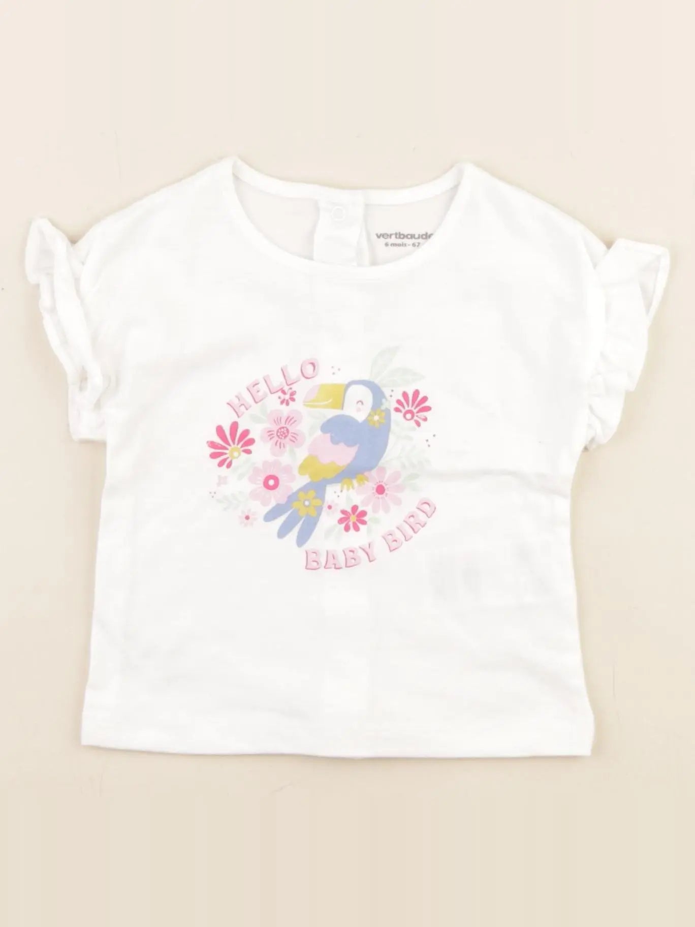 Vertbaudet - tee-shirt blanc - 6 mois