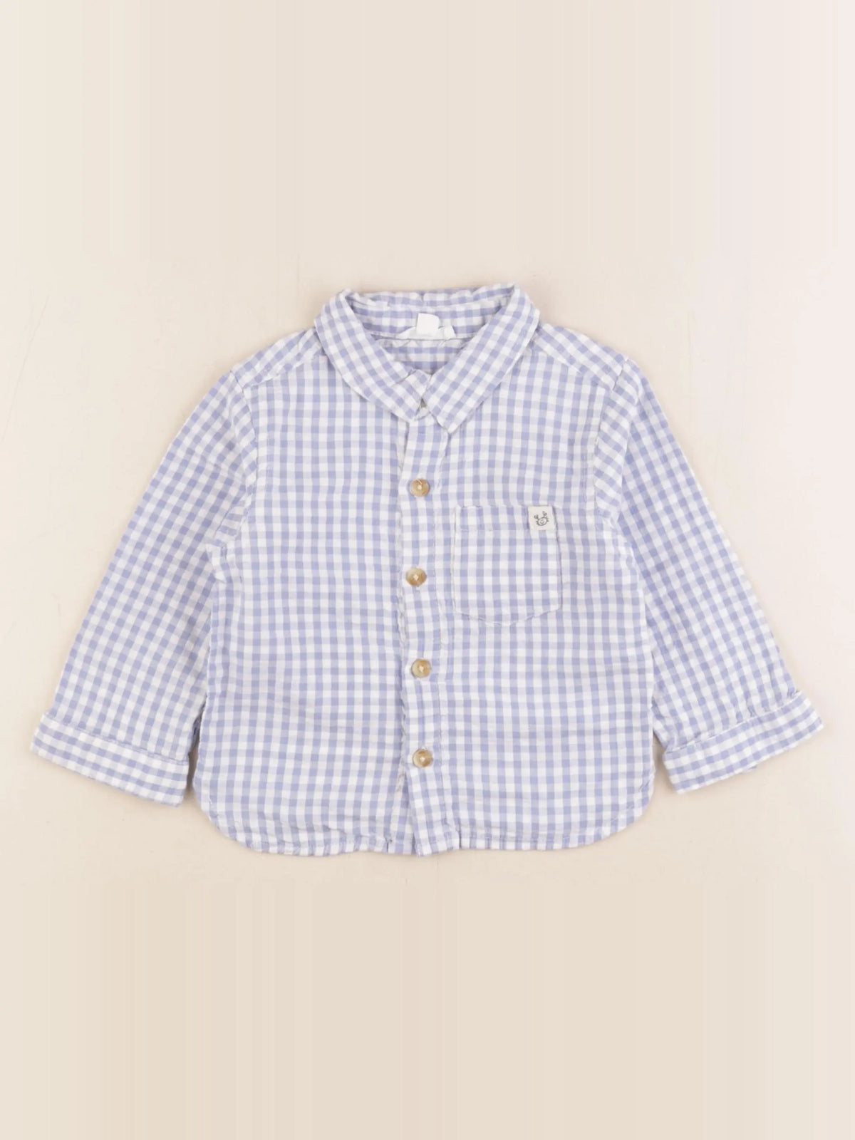 Vertbaudet - chemise bleu, blanc - 12 mois