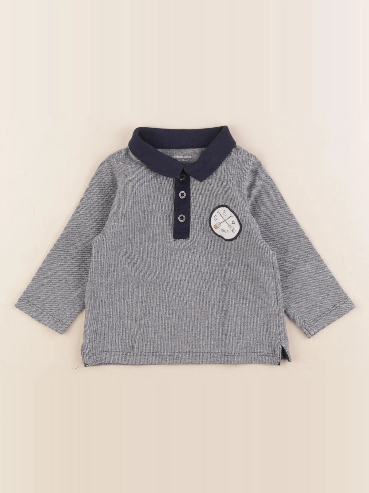 Vertbaudet - polo bleu - 12 mois