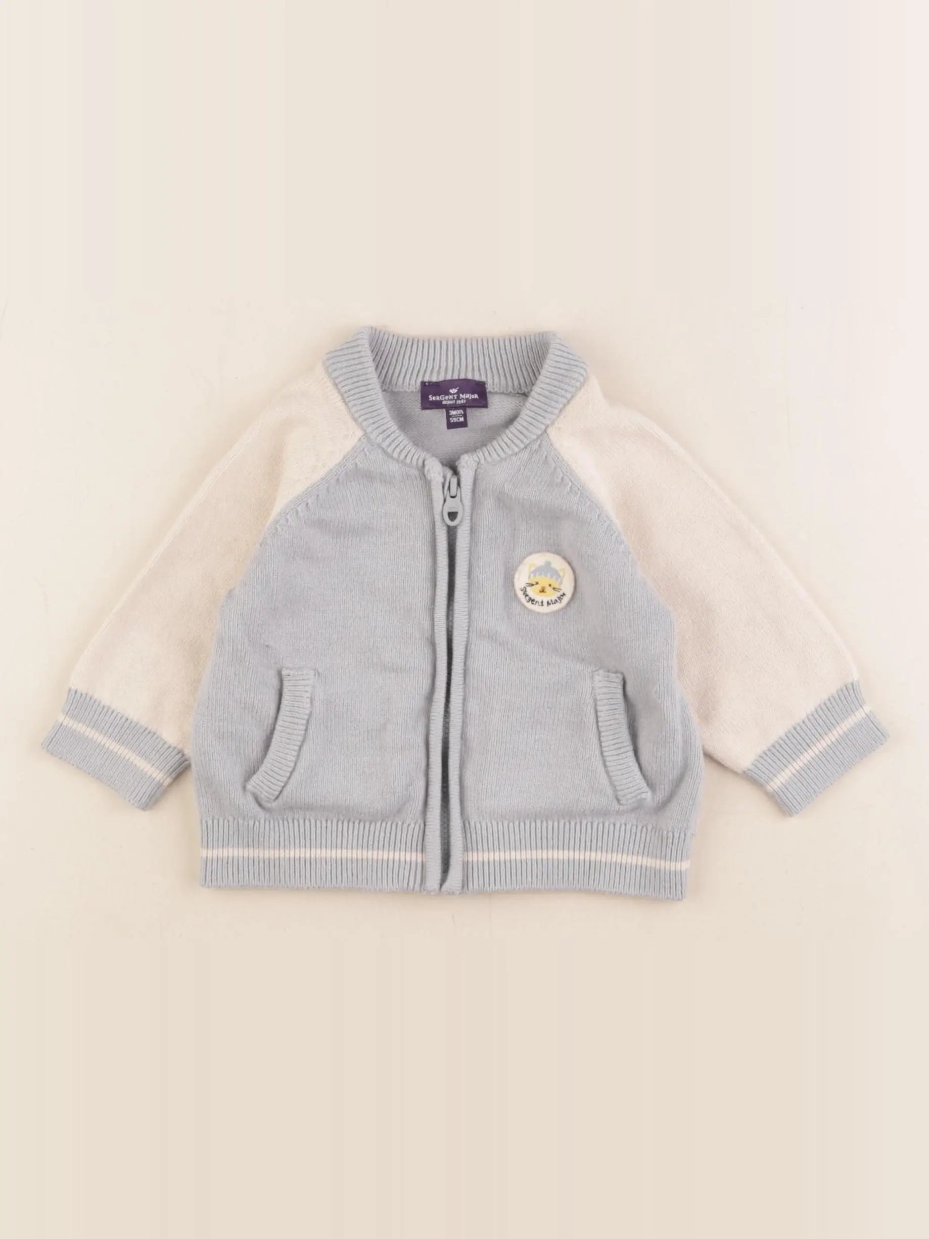 Sergent Major - gilet bleu - 3 mois
