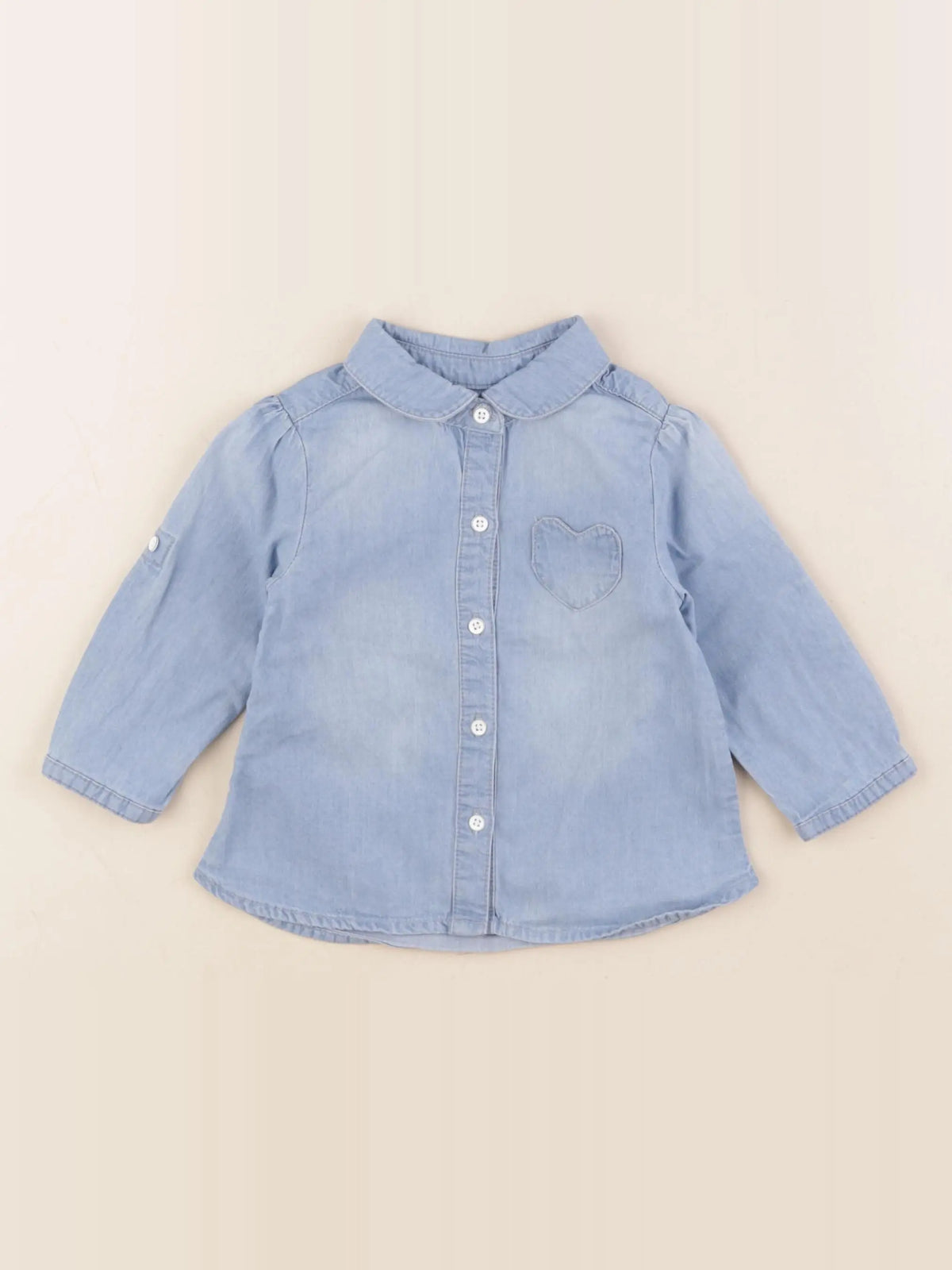 Vertbaudet - chemise bleu - 9 mois