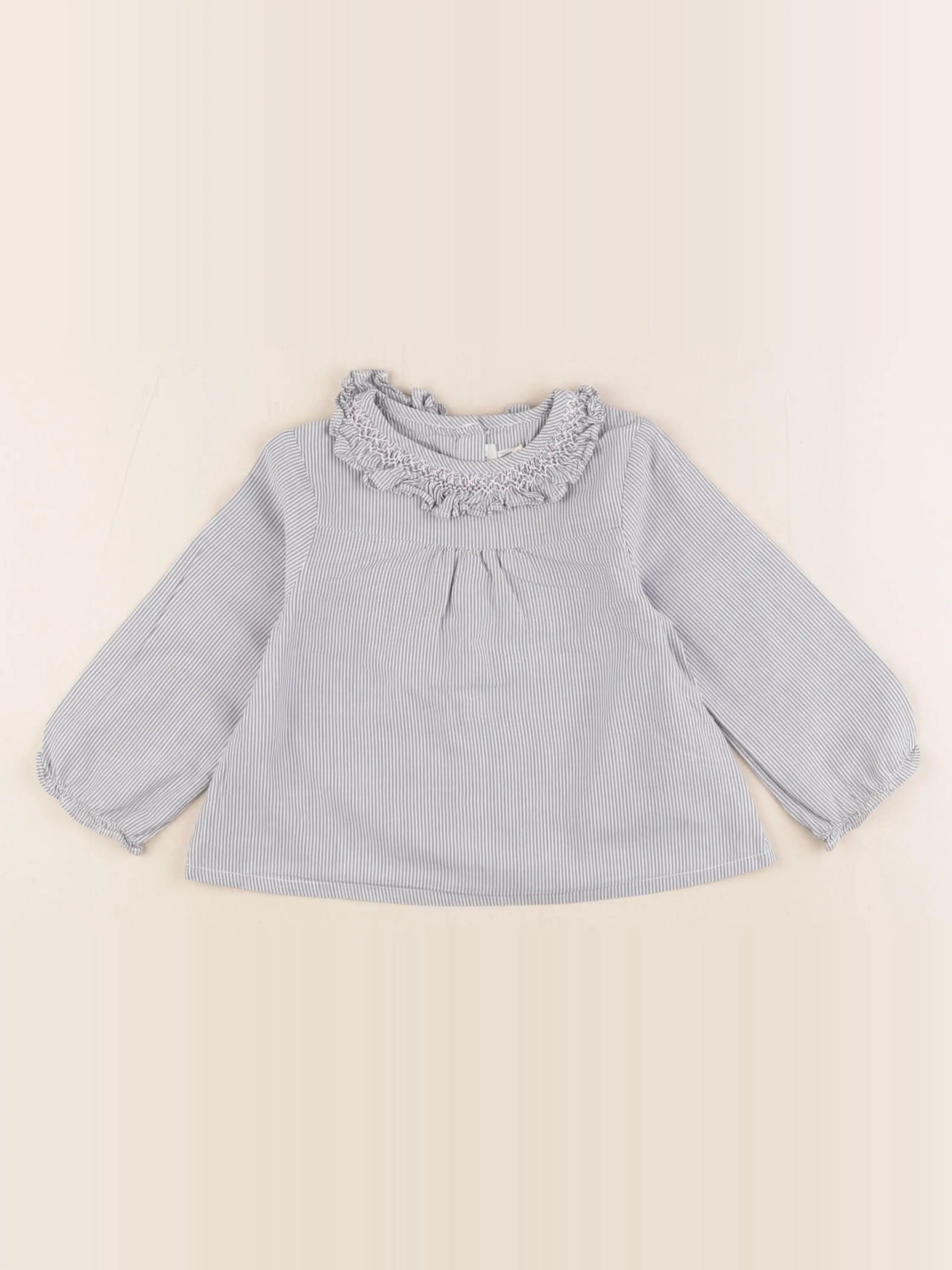 Cyrillus - blouse blanc, bleu - 18 mois
