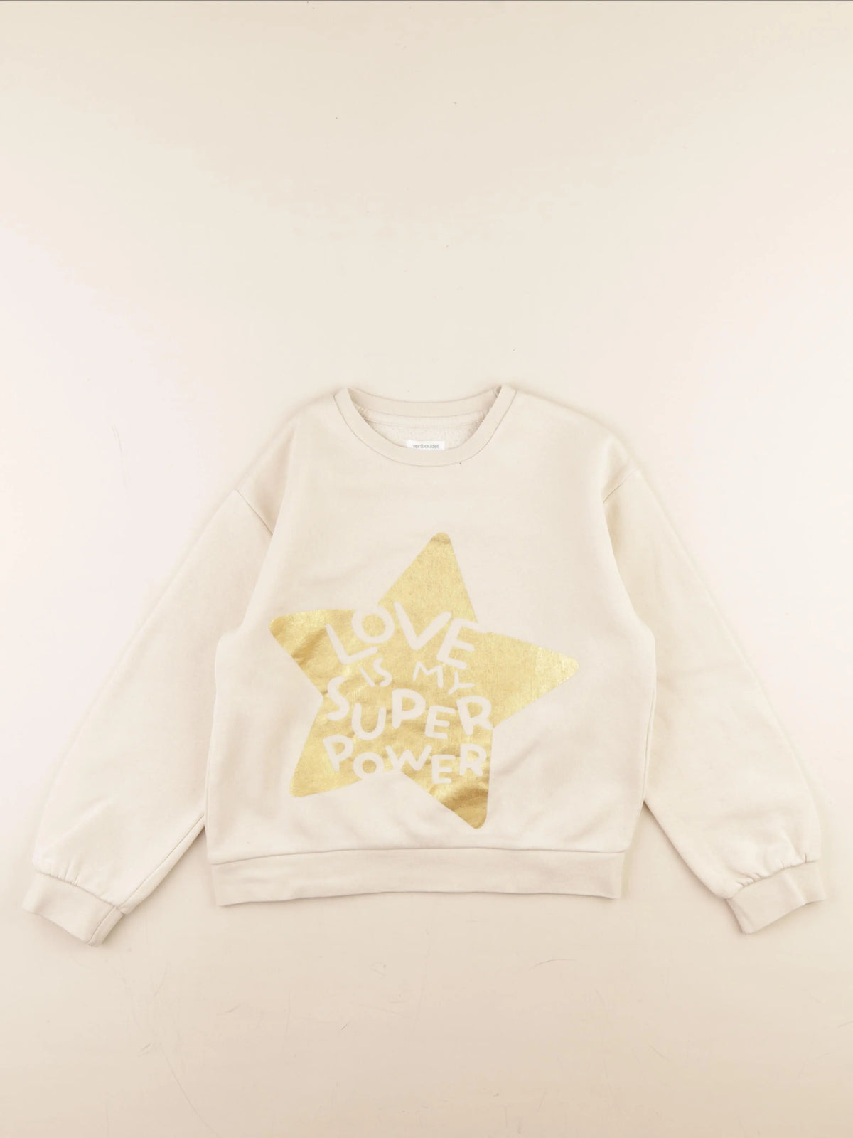Vertbaudet - sweat beige, or - 10 ans