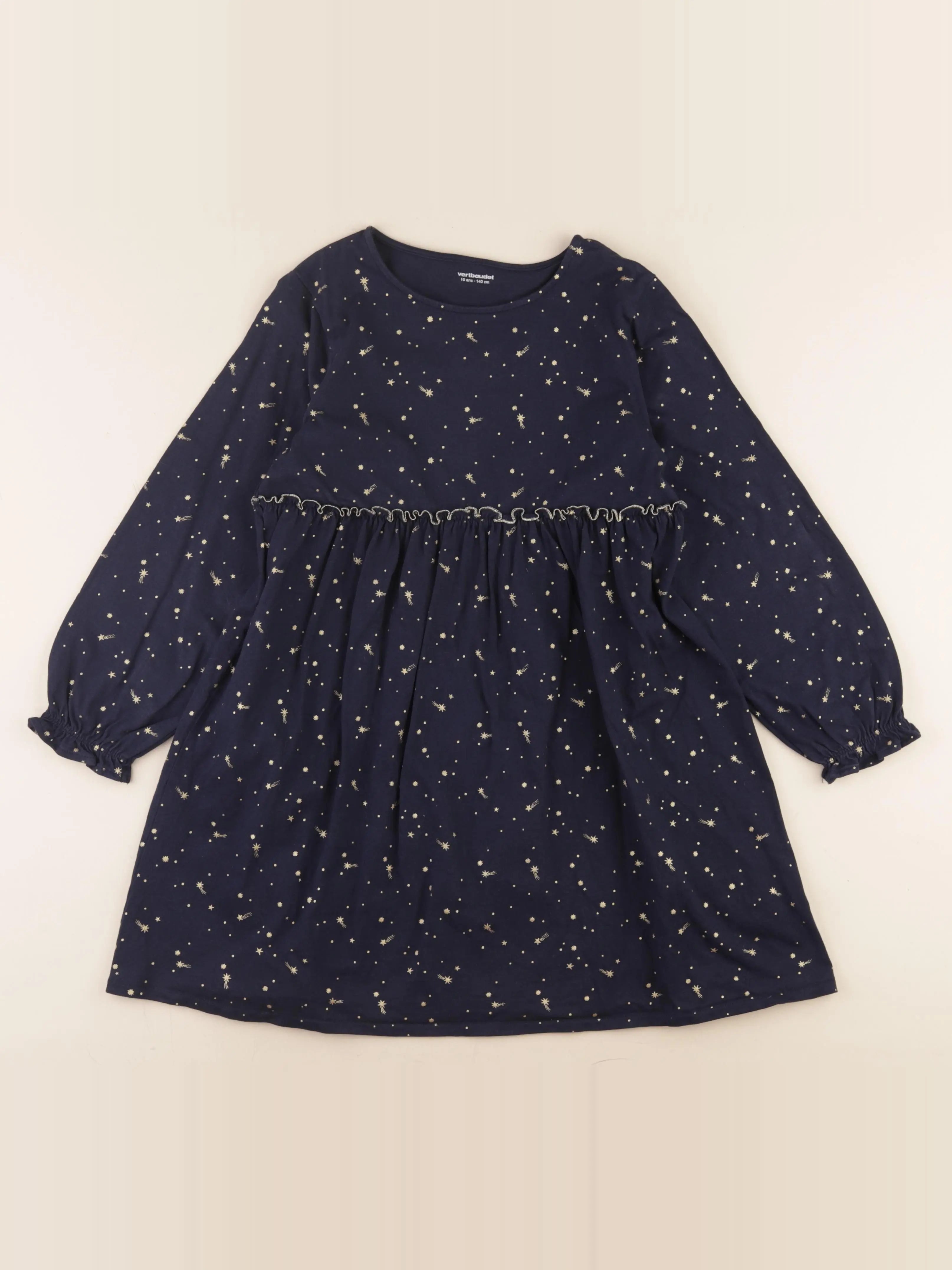 Vertbaudet - robe bleu, or - 10 ans